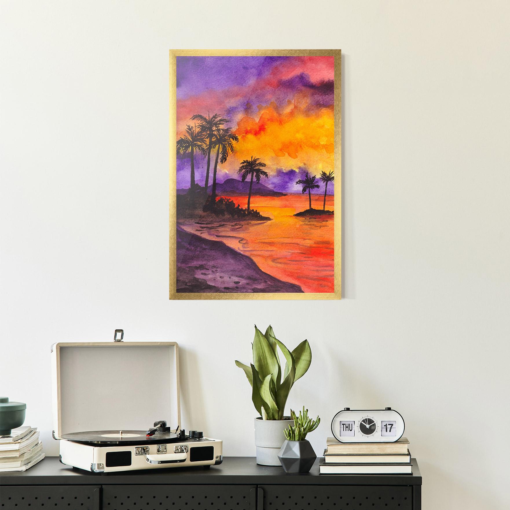 Рамкиран постер Sunset Watercolor Painting mockup 2