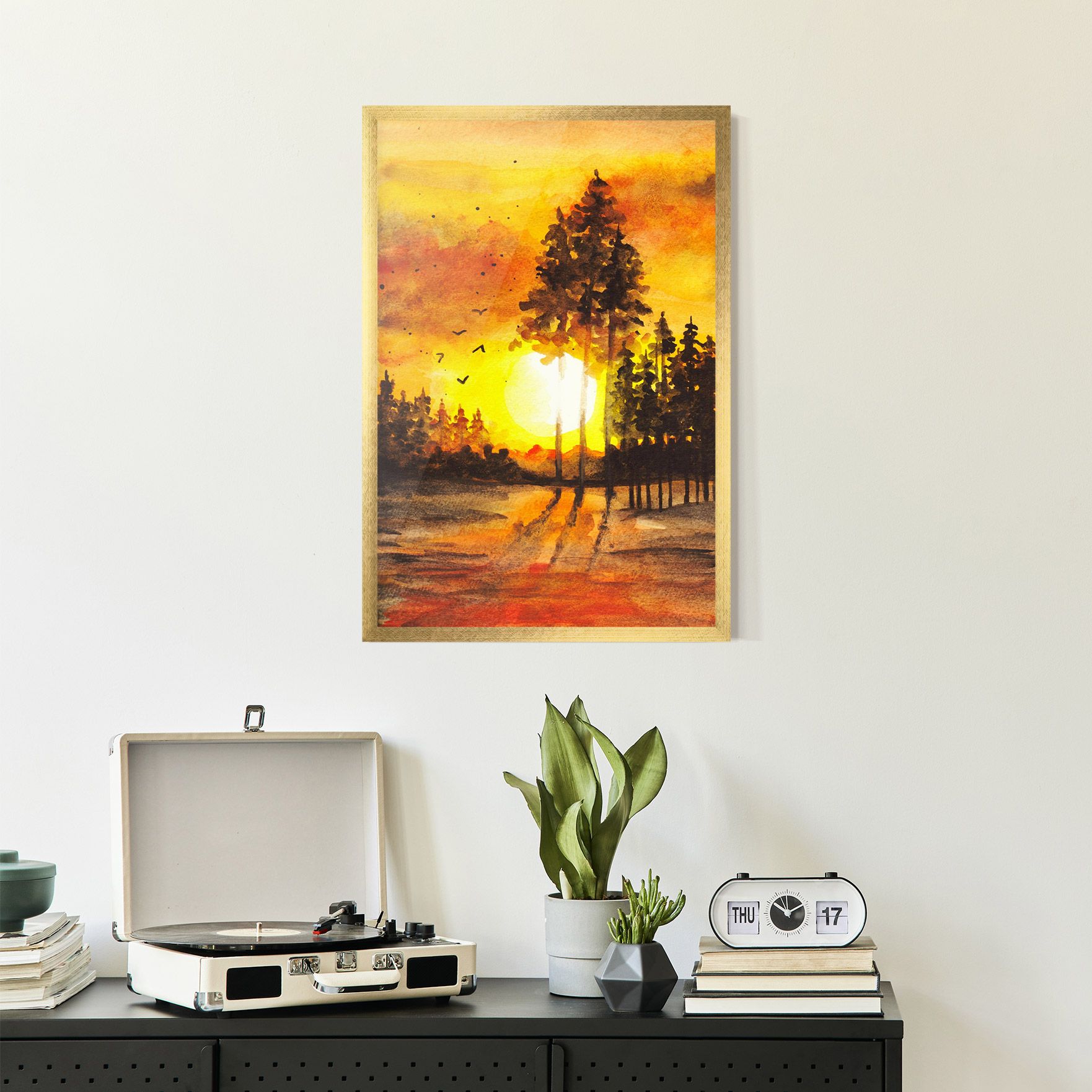 Watercolor Sunset Painting mockup 2
