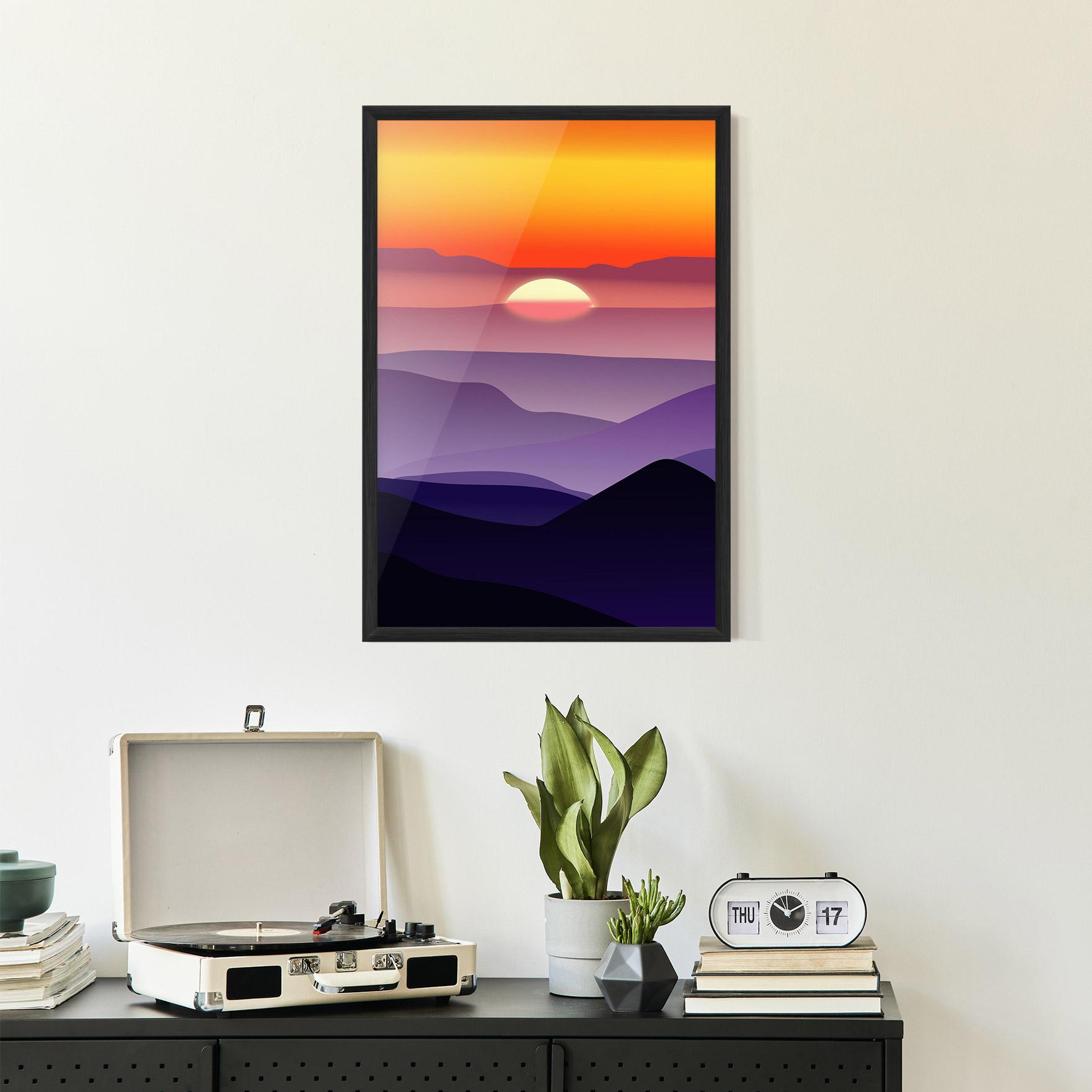 Рамкиран постер Sunset Purple mockup 2