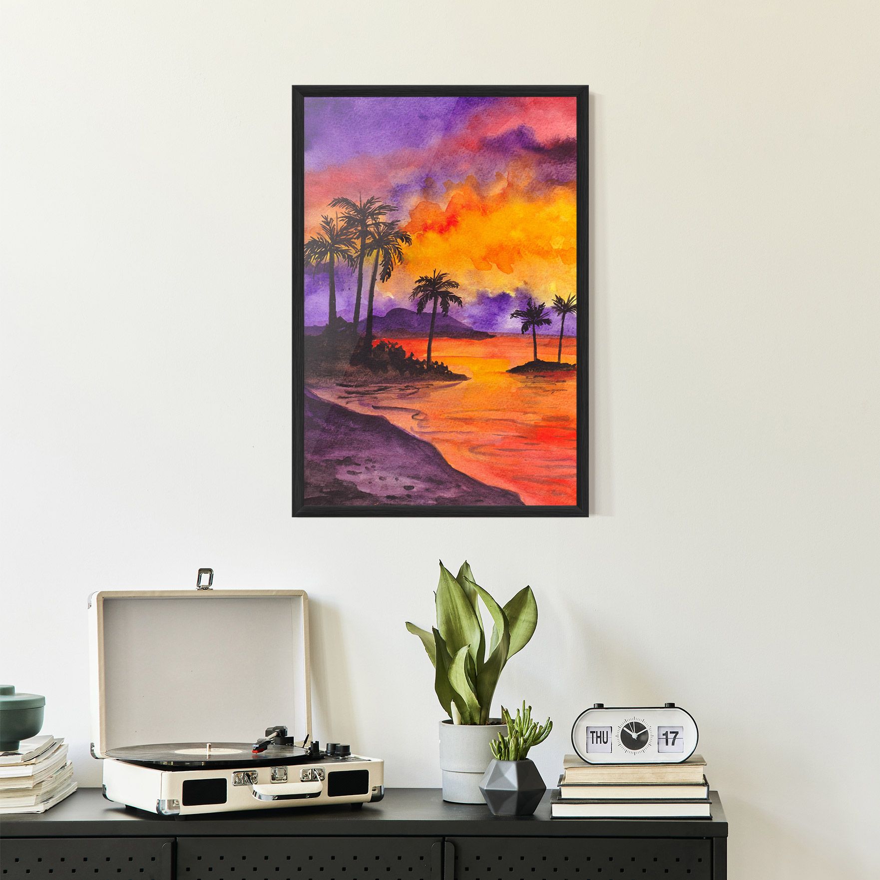 Sunset Watercolor Painting mockup 2
