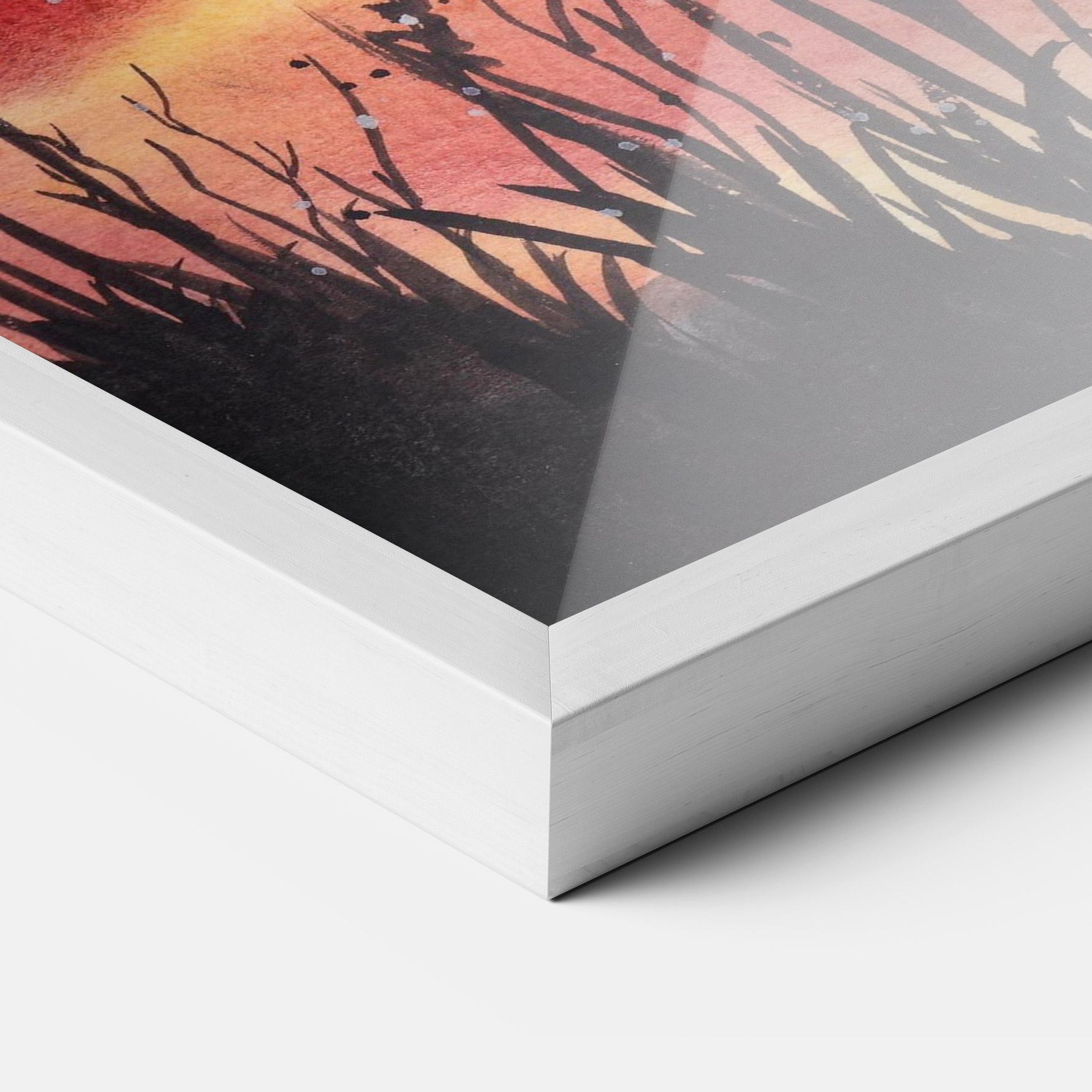 Рамкиран постер Watercolor Pink Sunset Painting mockup 3