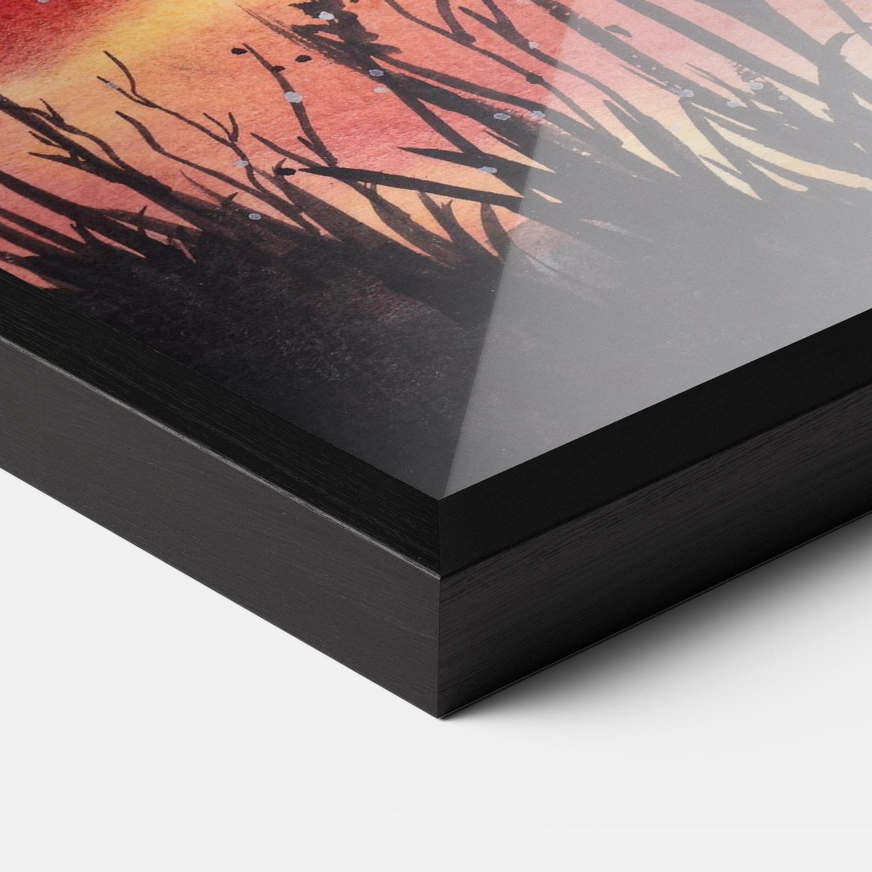 Рамкиран постер Watercolor Pink Sunset Painting mockup 3