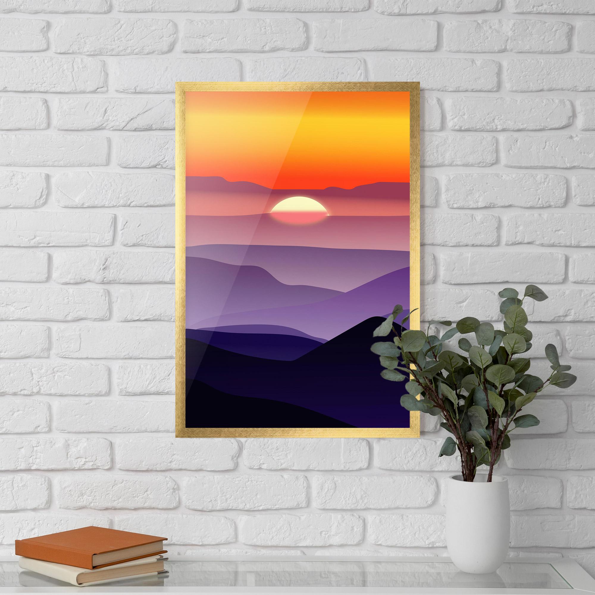 Рамкиран постер Sunset Purple mockup 5