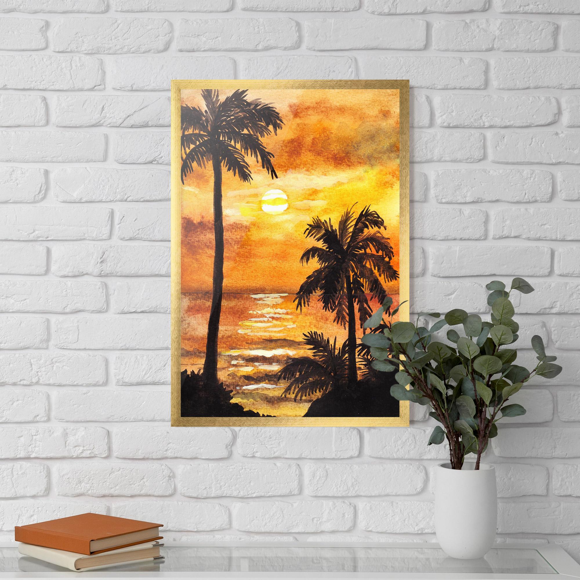 Рамкиран постер Watercolor Painting Sunrise mockup 5