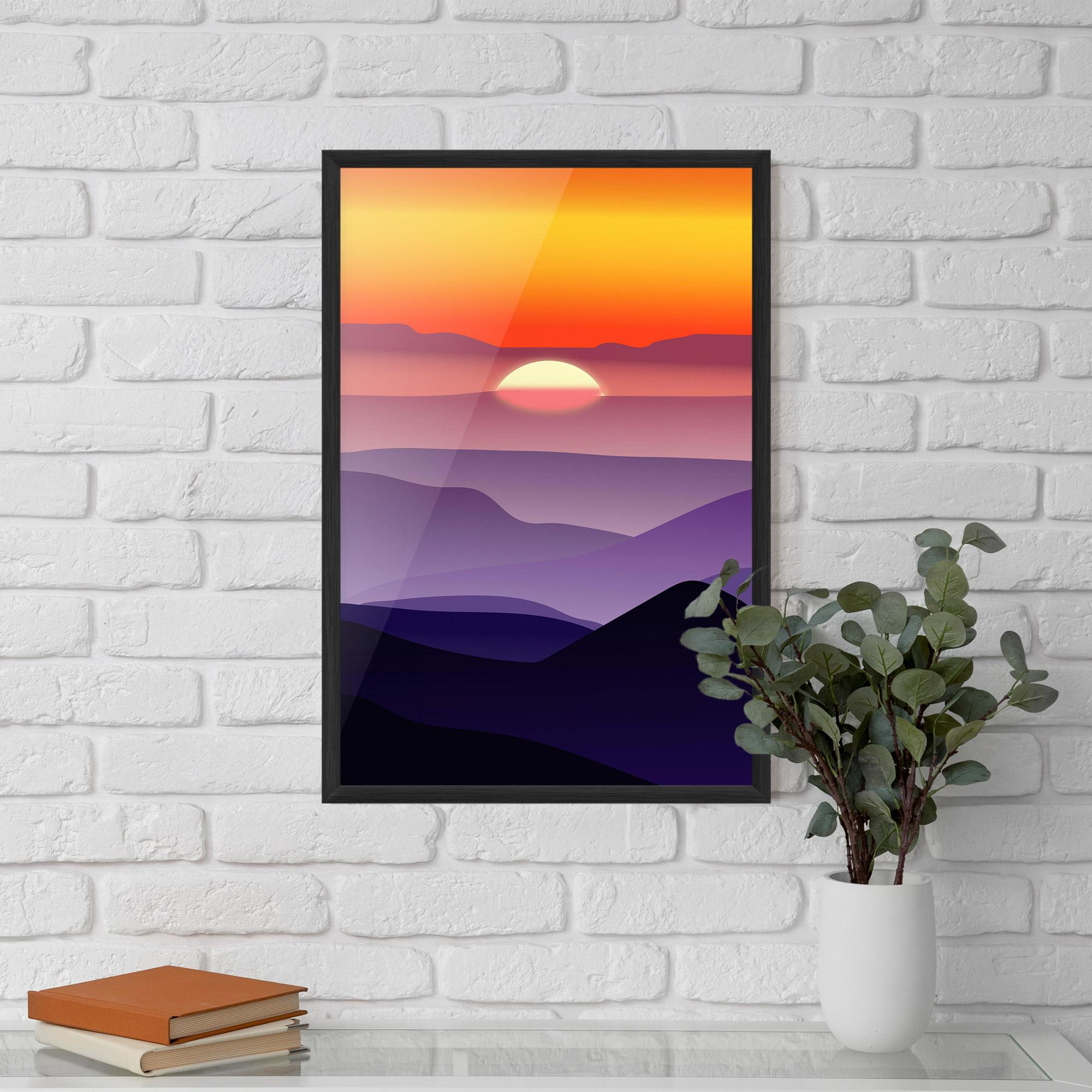 Рамкиран постер Sunset Purple mockup 5