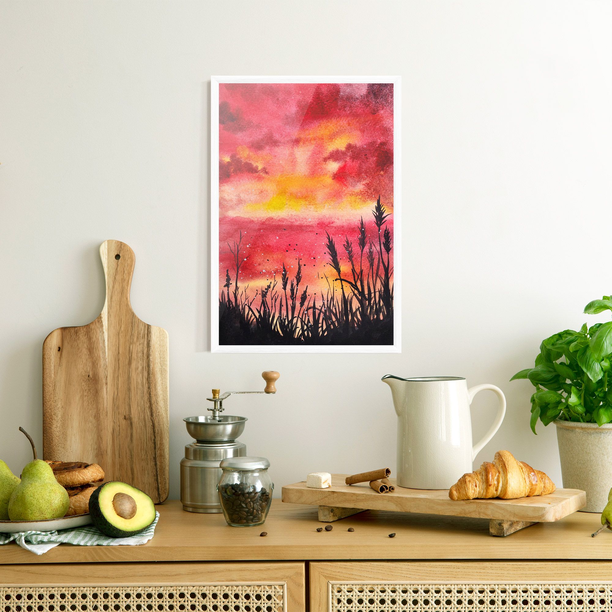 Watercolor Pink Sunset Painting mockup 8