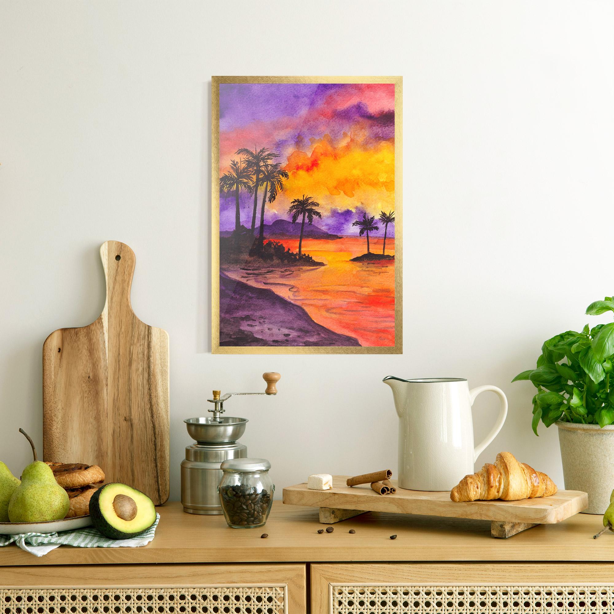 Рамкиран постер Sunset Watercolor Painting mockup 8