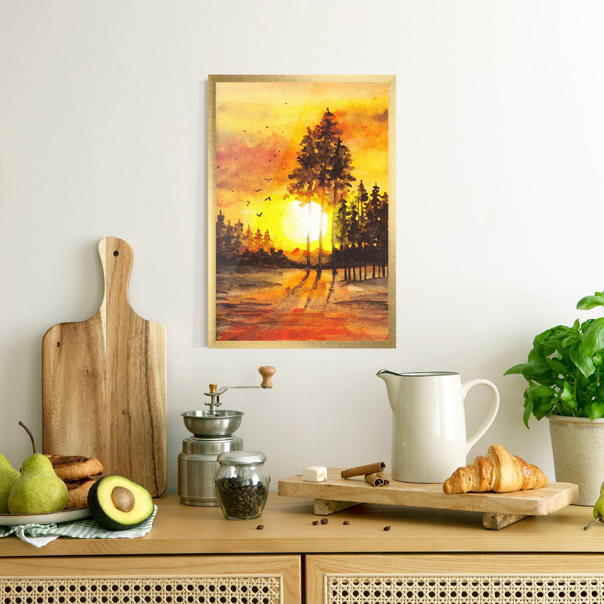 Рамкиран постер Watercolor Sunset Painting mockup 8