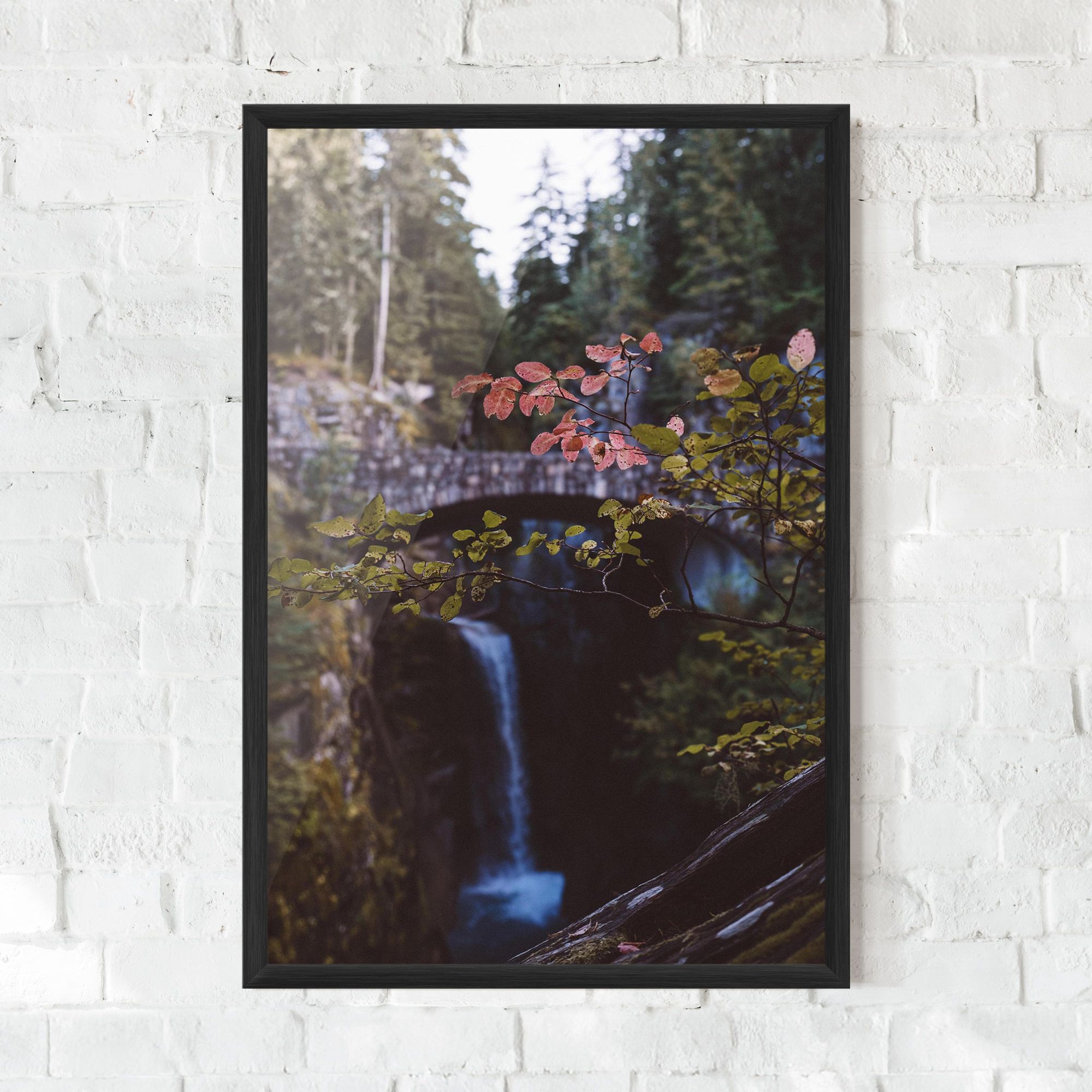 Waterfall Bringe Red Leaves mockup 0
