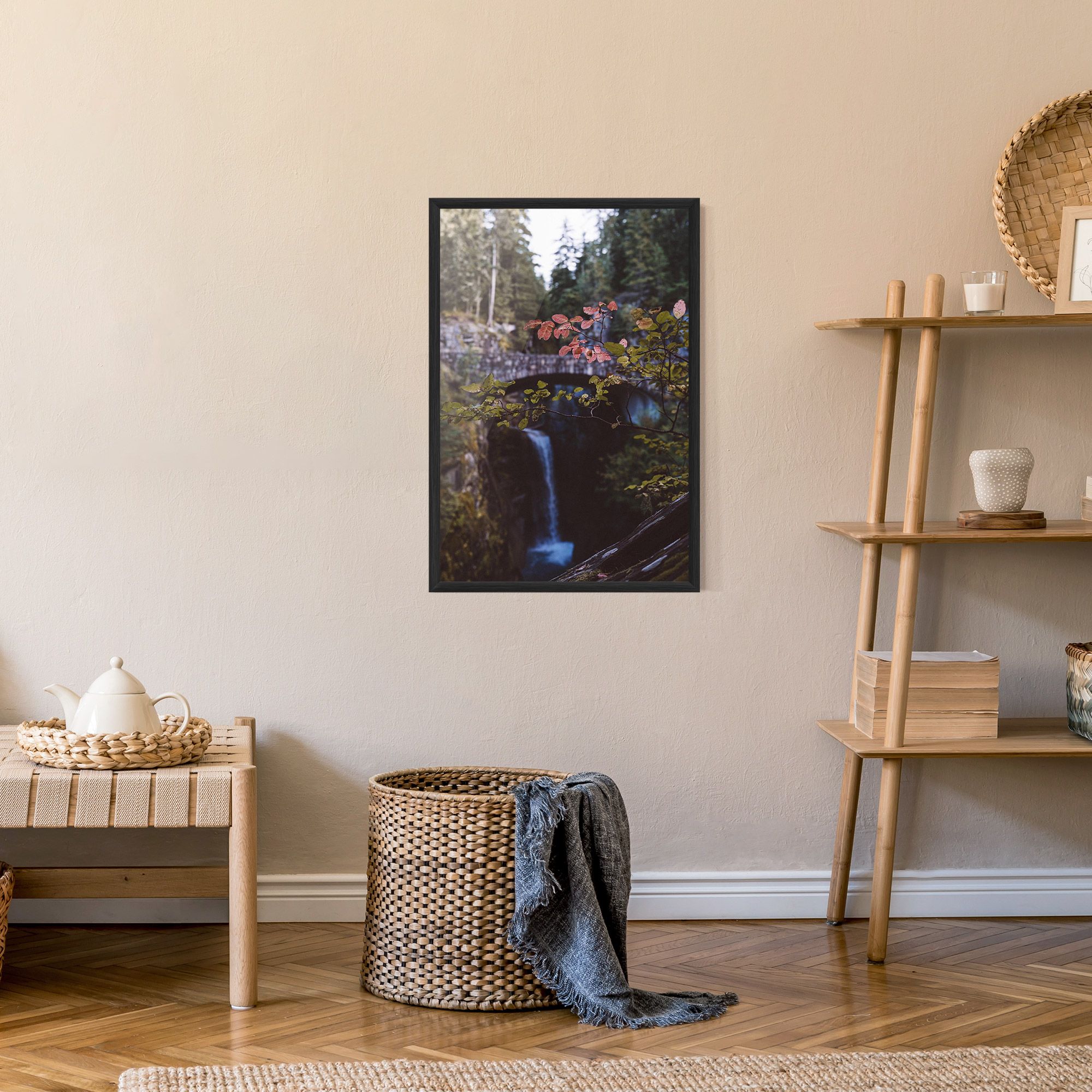 Waterfall Bringe Red Leaves mockup 9