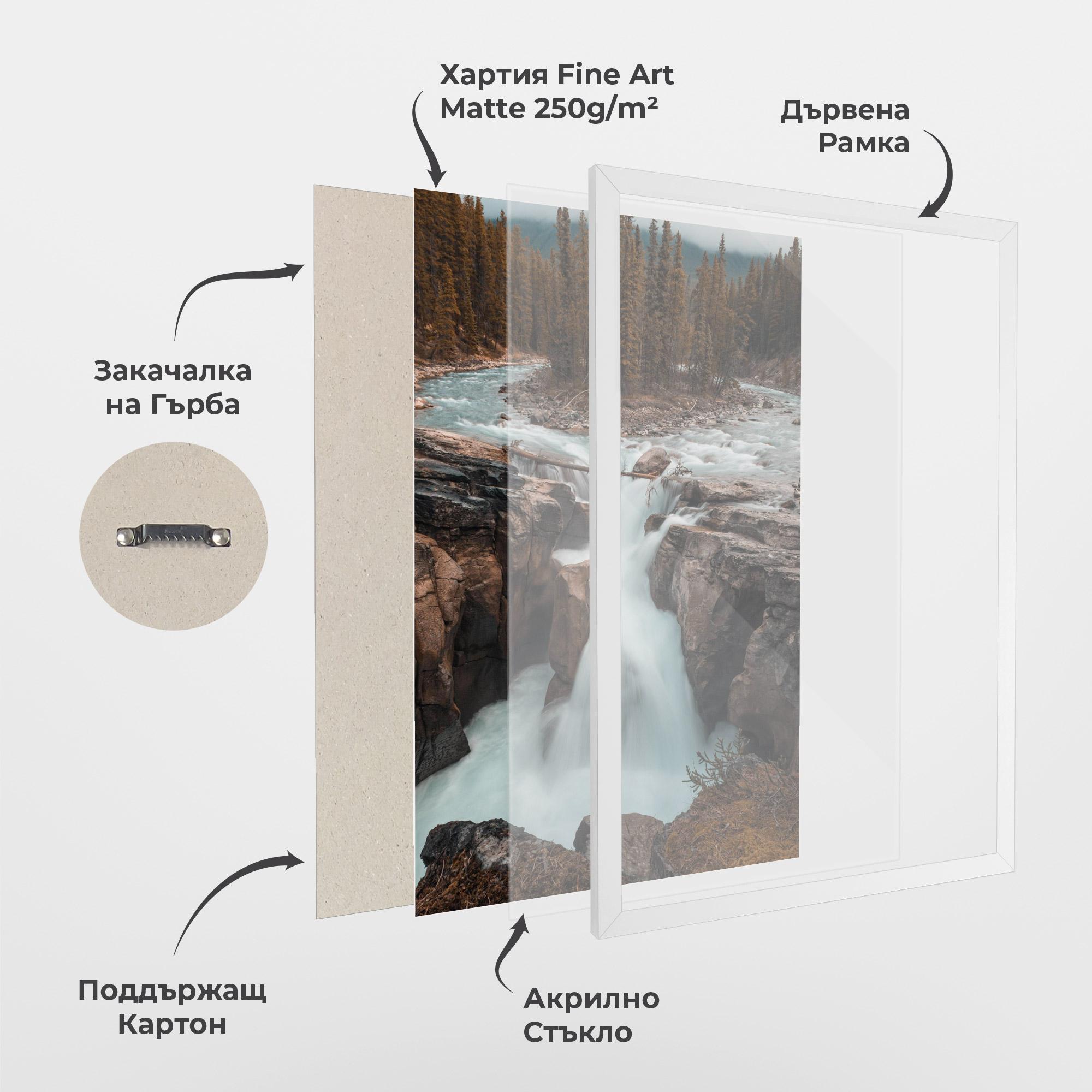 Рамкиран постер Orange Trees Waterfall mockup 1