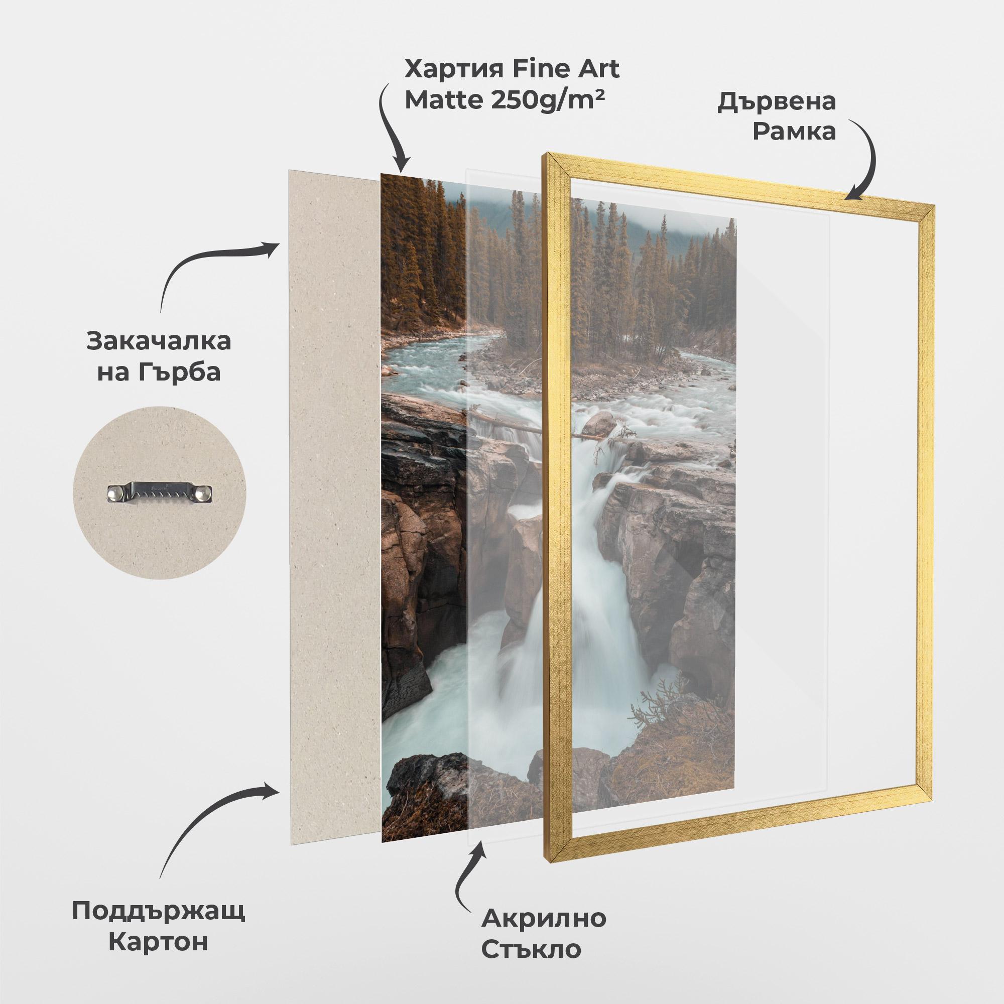 Рамкиран постер Orange Trees Waterfall mockup 1