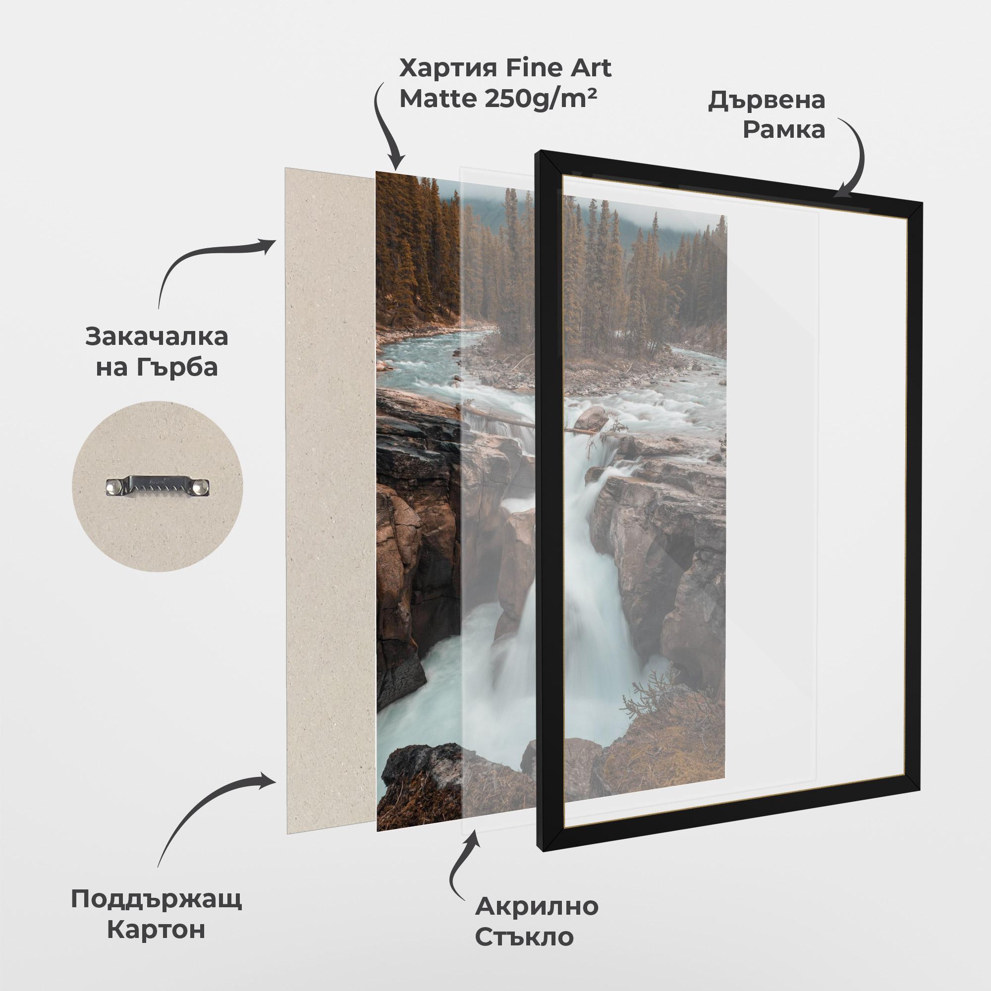 Рамкиран постер Orange Trees Waterfall mockup 1