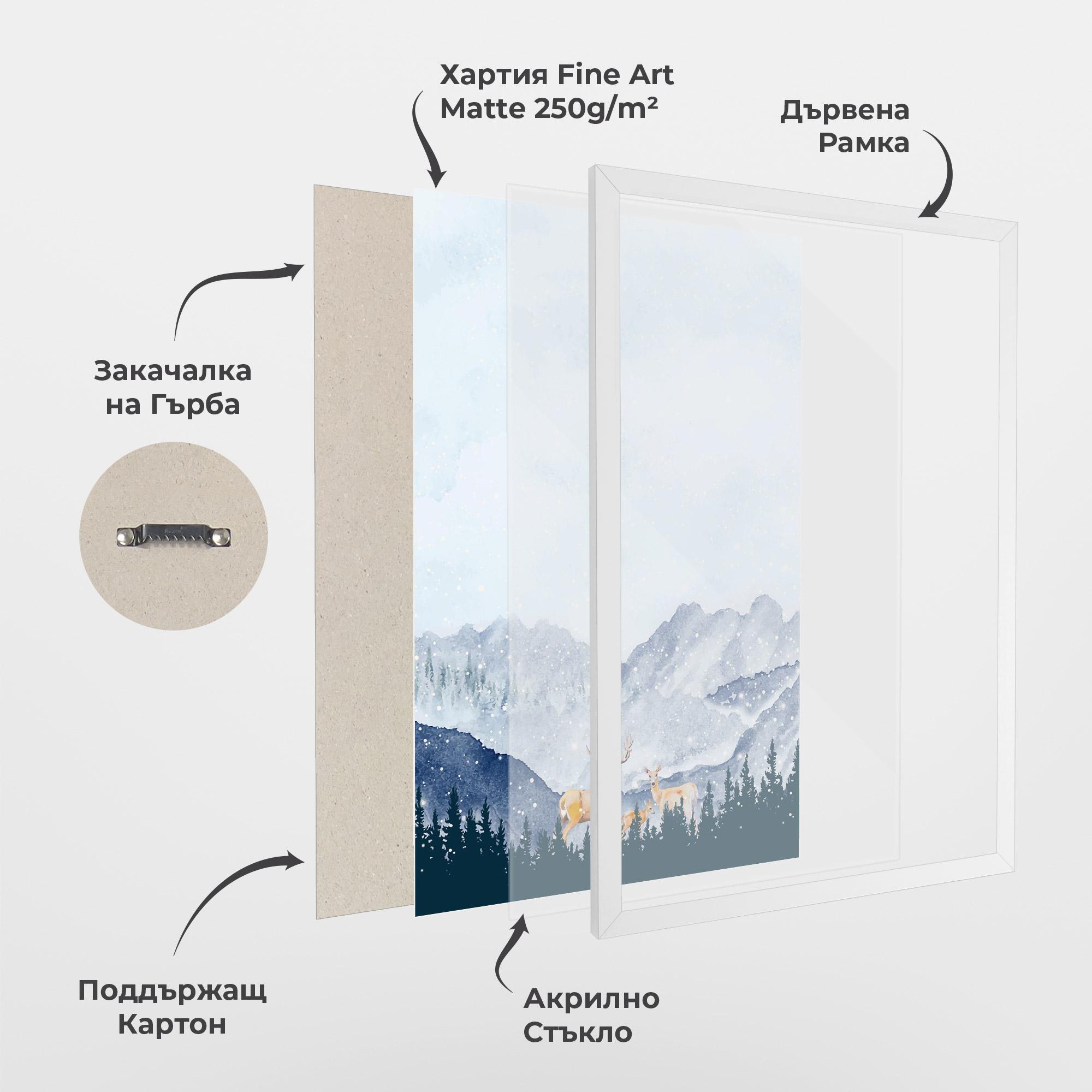 Рамкиран постер Winter Deers mockup 1