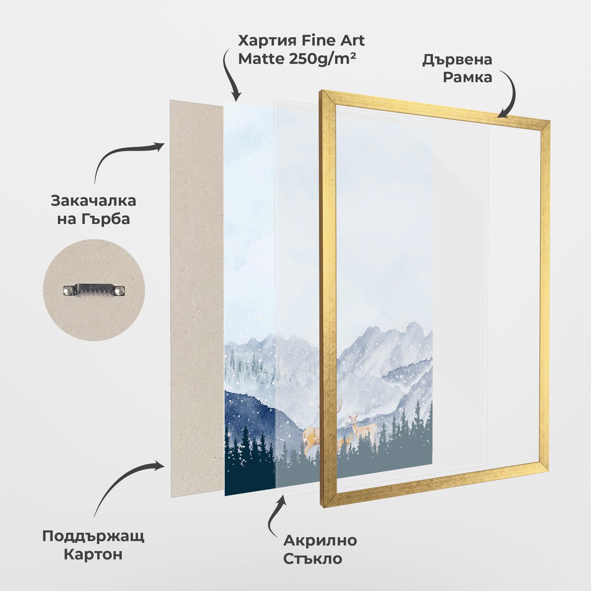 Рамкиран постер Winter Deers mockup 1