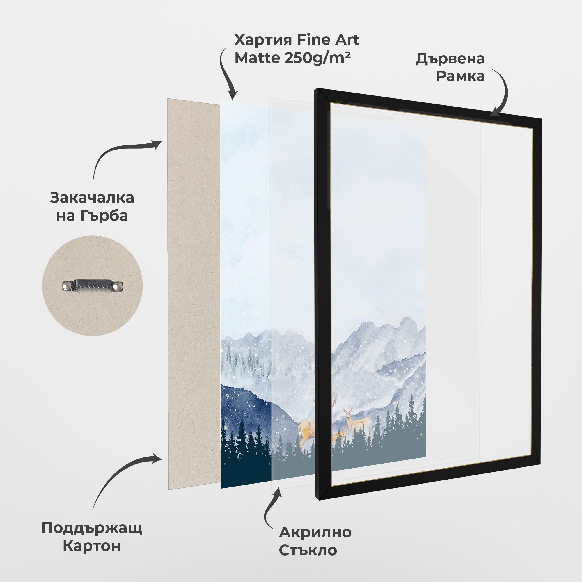 Рамкиран постер Winter Deers mockup 1