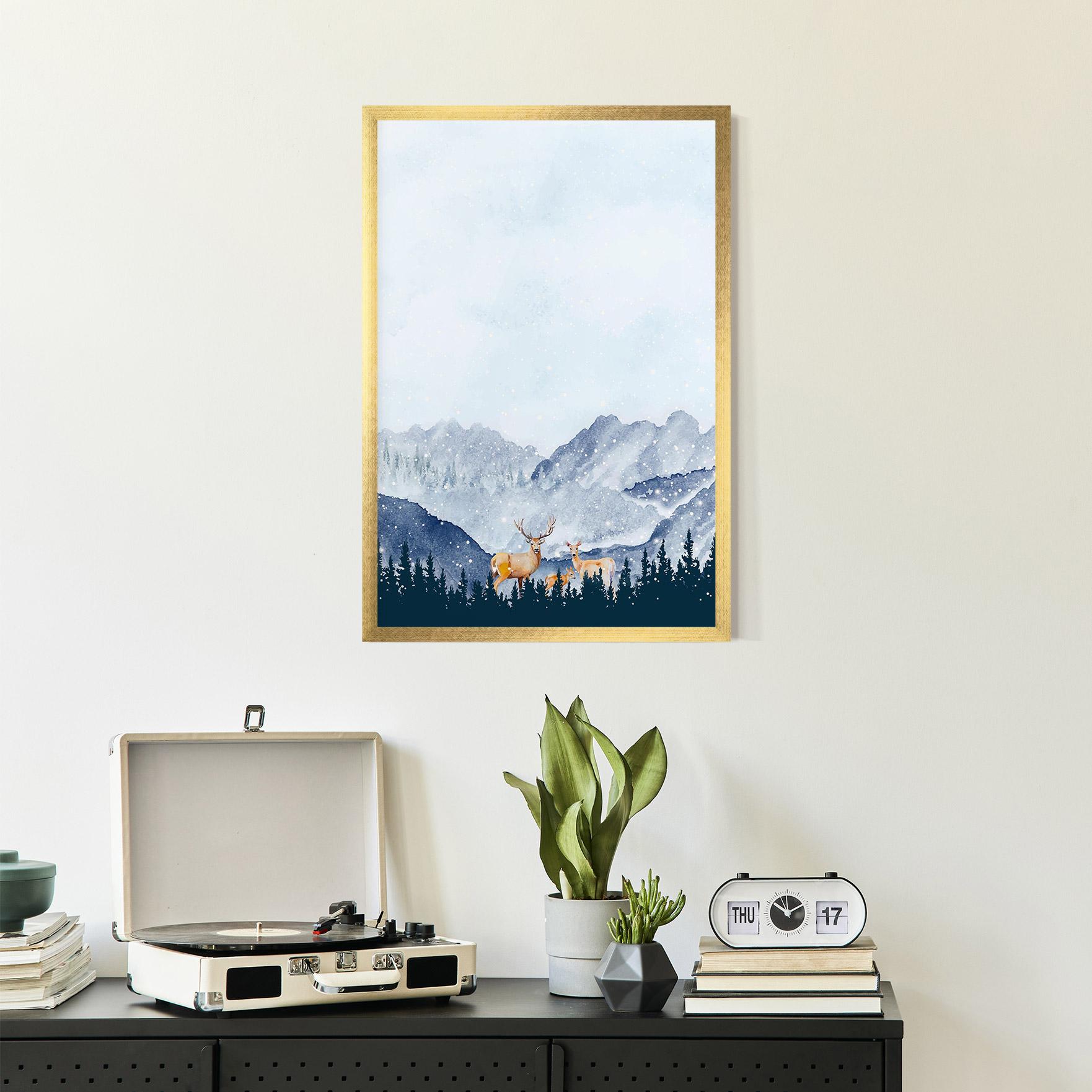 Рамкиран постер Winter Deers mockup 2