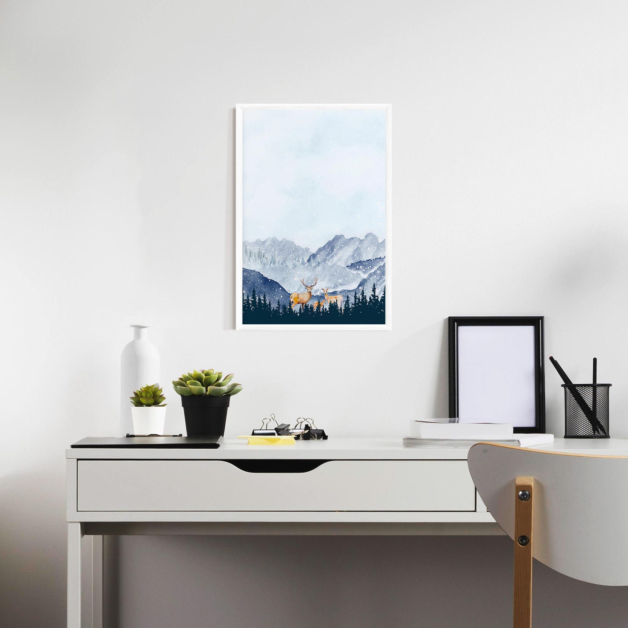 Рамкиран постер Winter Deers mockup 7
