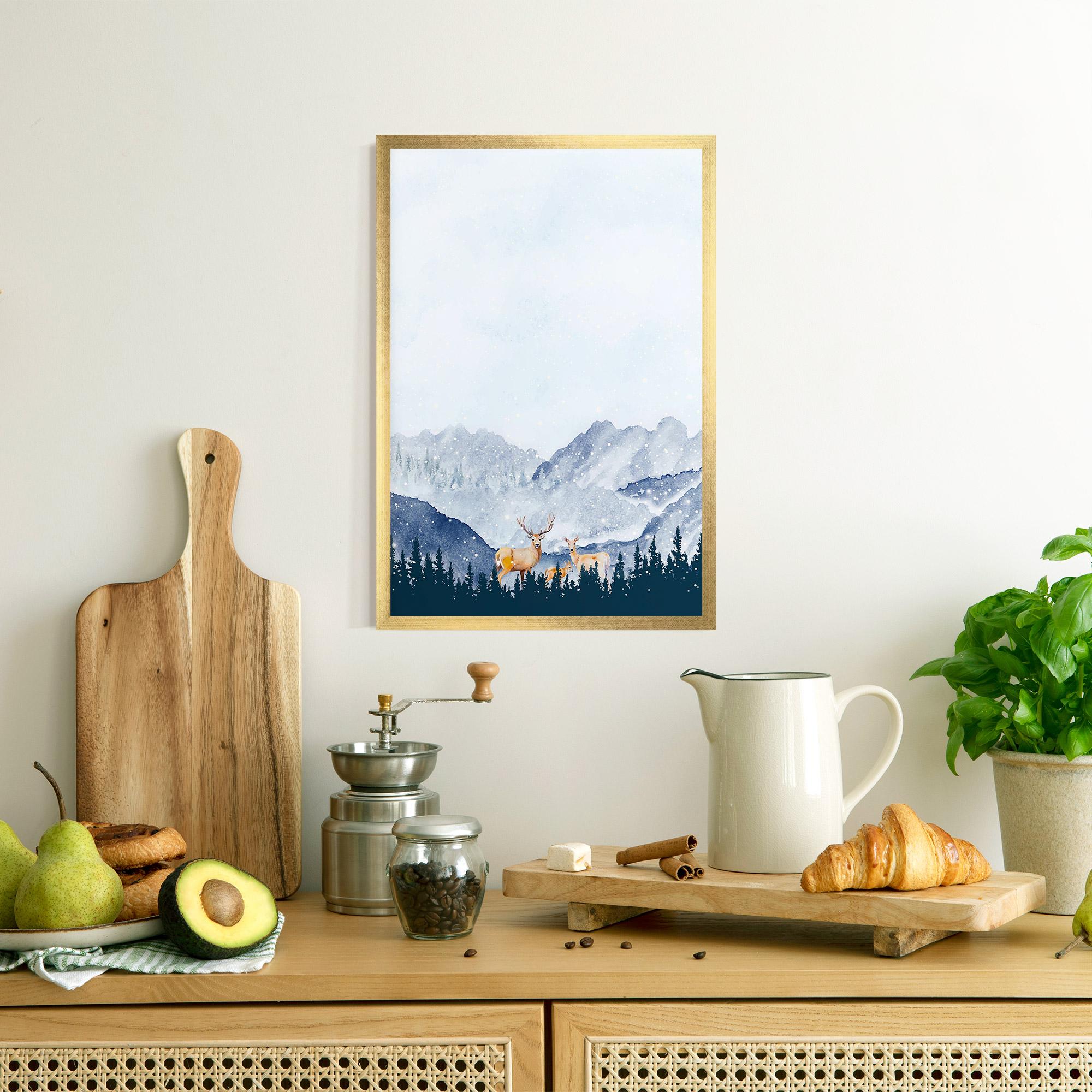 Рамкиран постер Winter Deers mockup 8