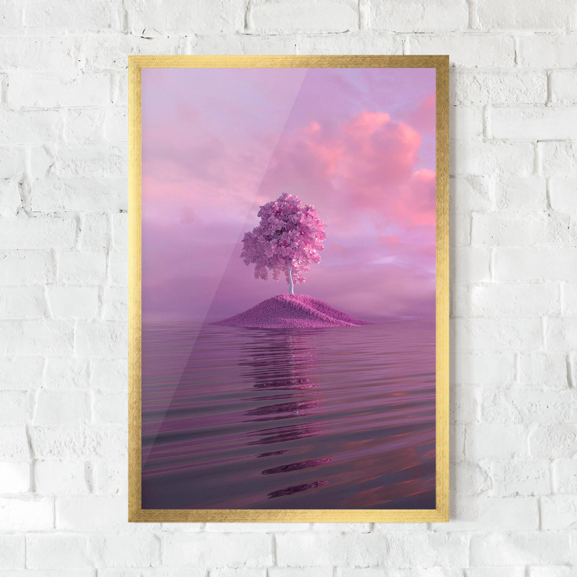 Рамкиран постер Pink Landscape mockup 0