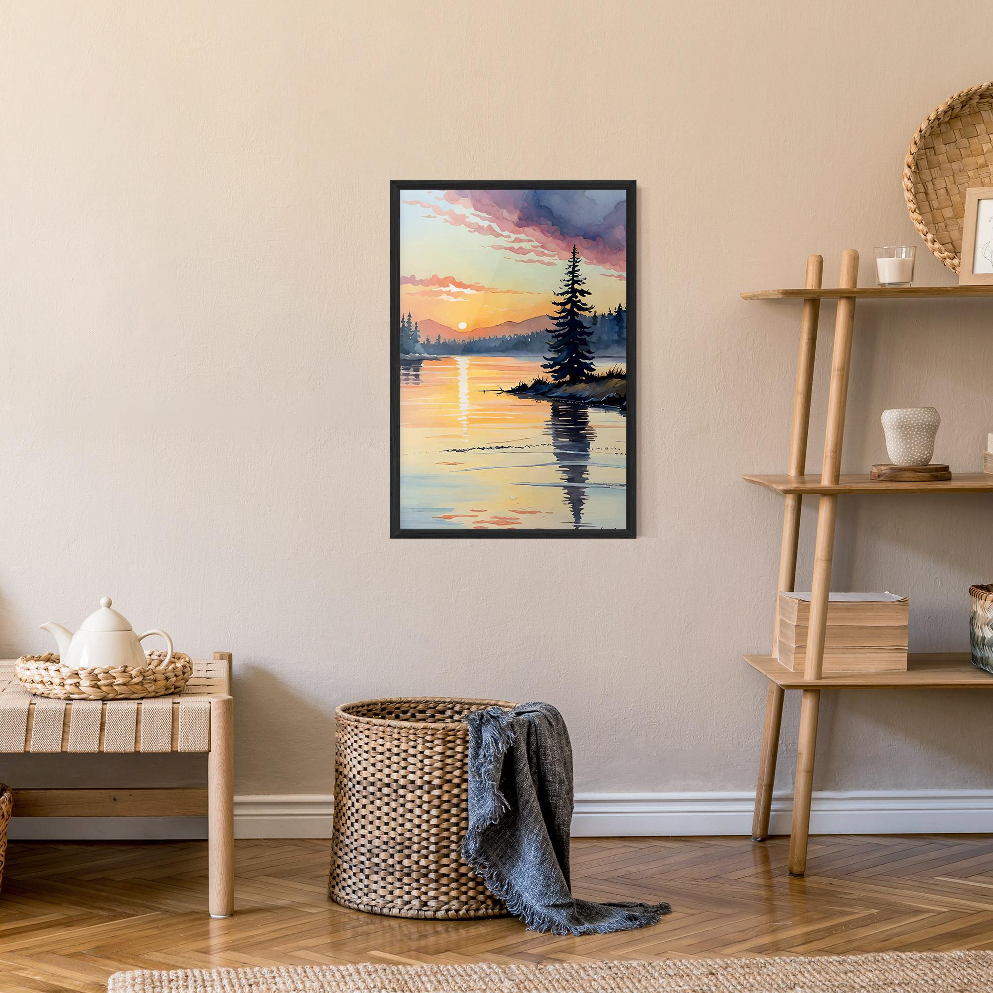 Рамкиран постер Tree Shadow Lake mockup 9