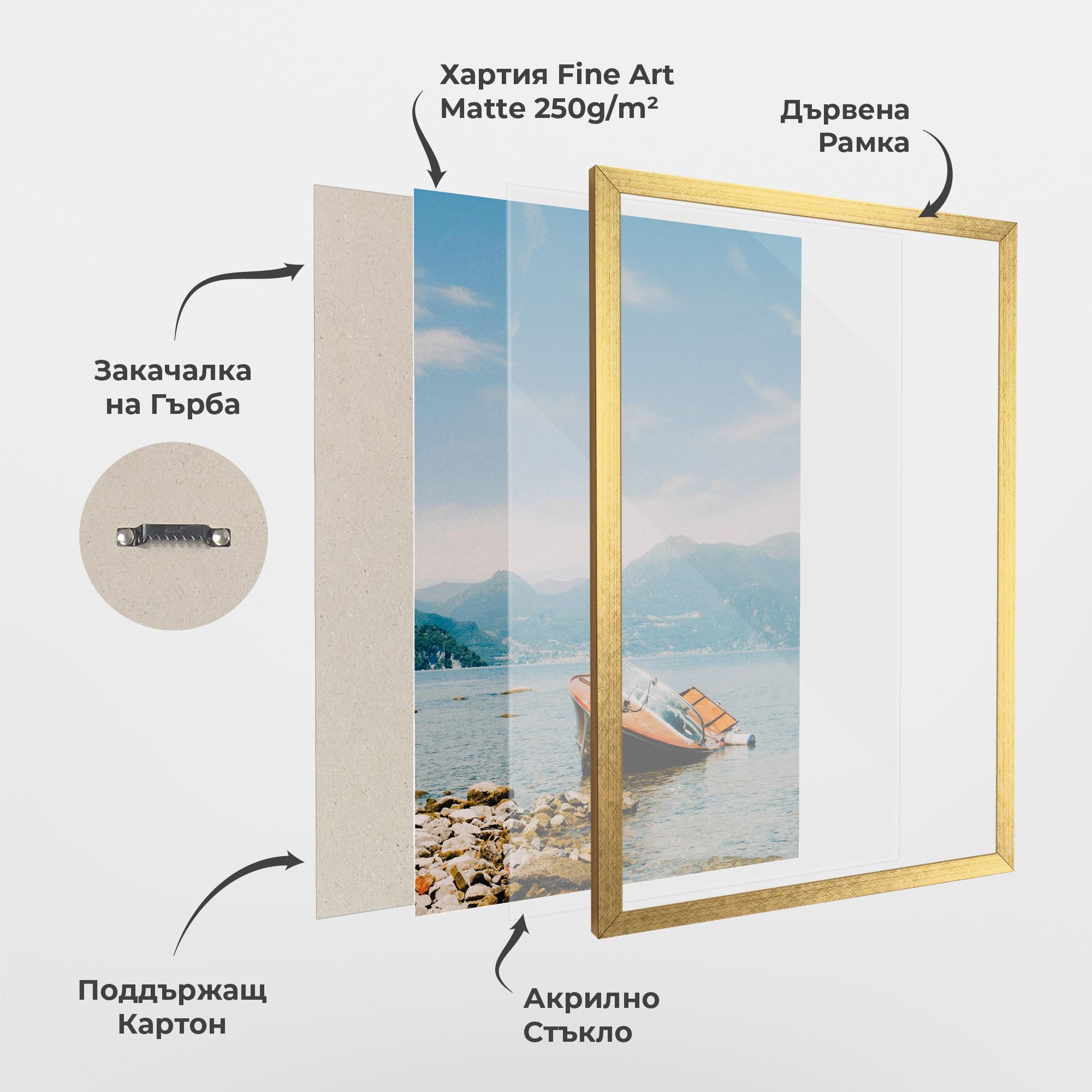 Рамкиран постер Boat On The Lake mockup 1