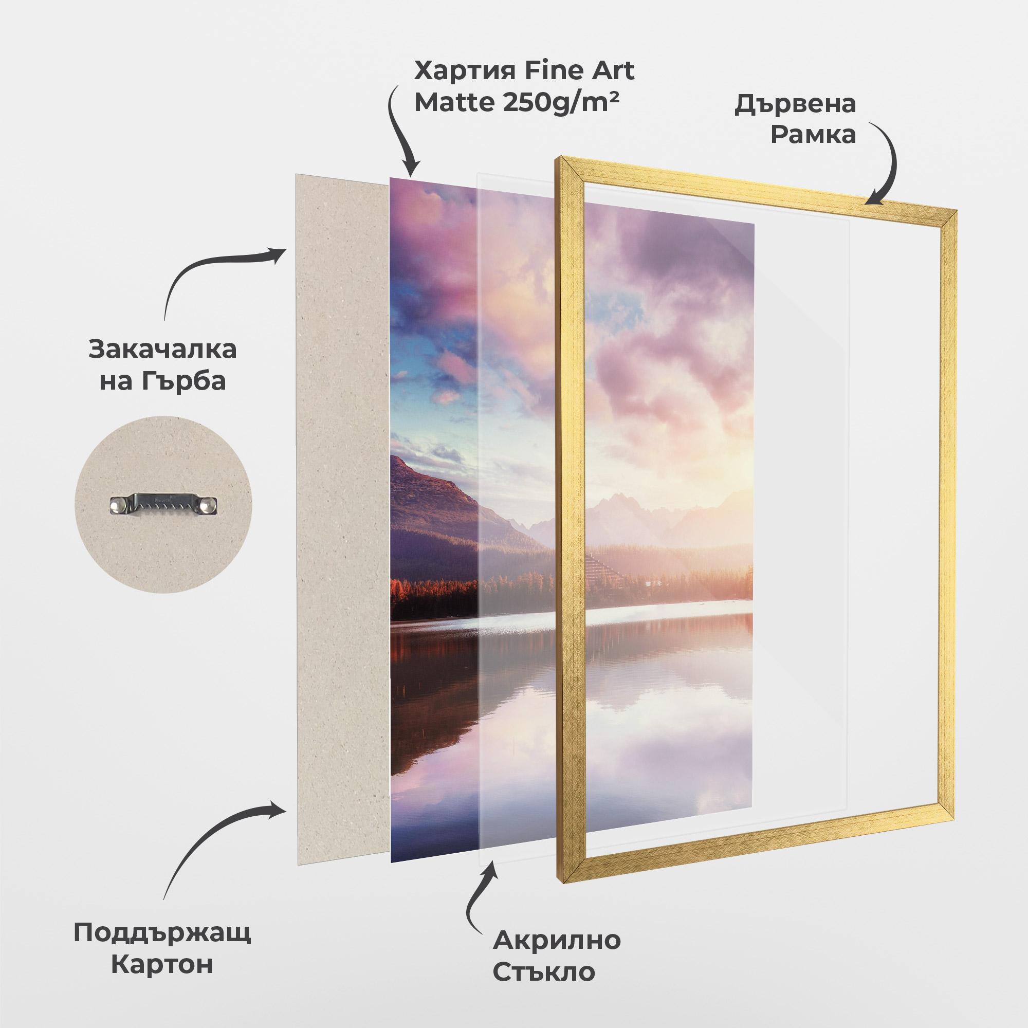 Рамкиран постер Orange Lake Light mockup 1