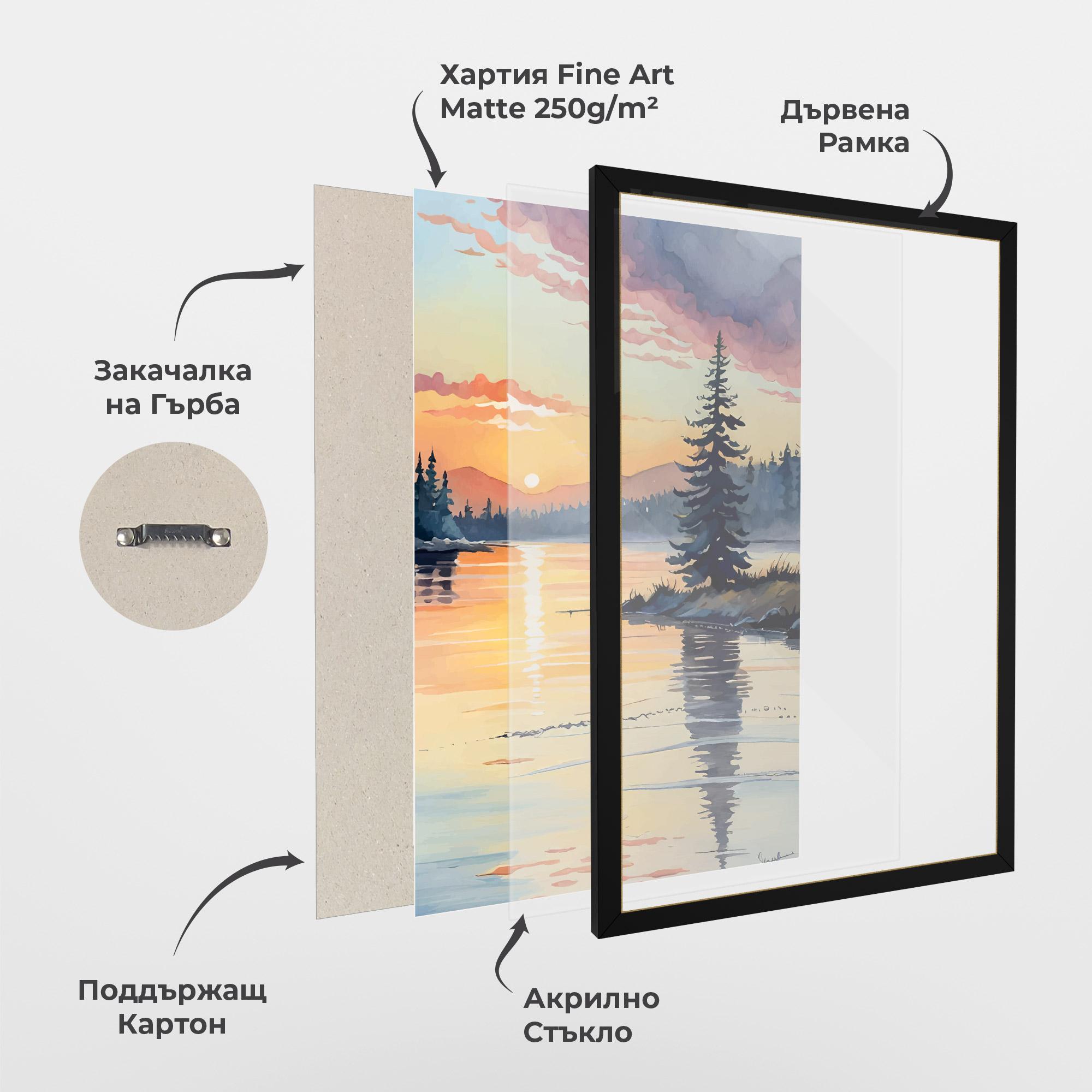 Рамкиран постер Tree Shadow Lake mockup 1