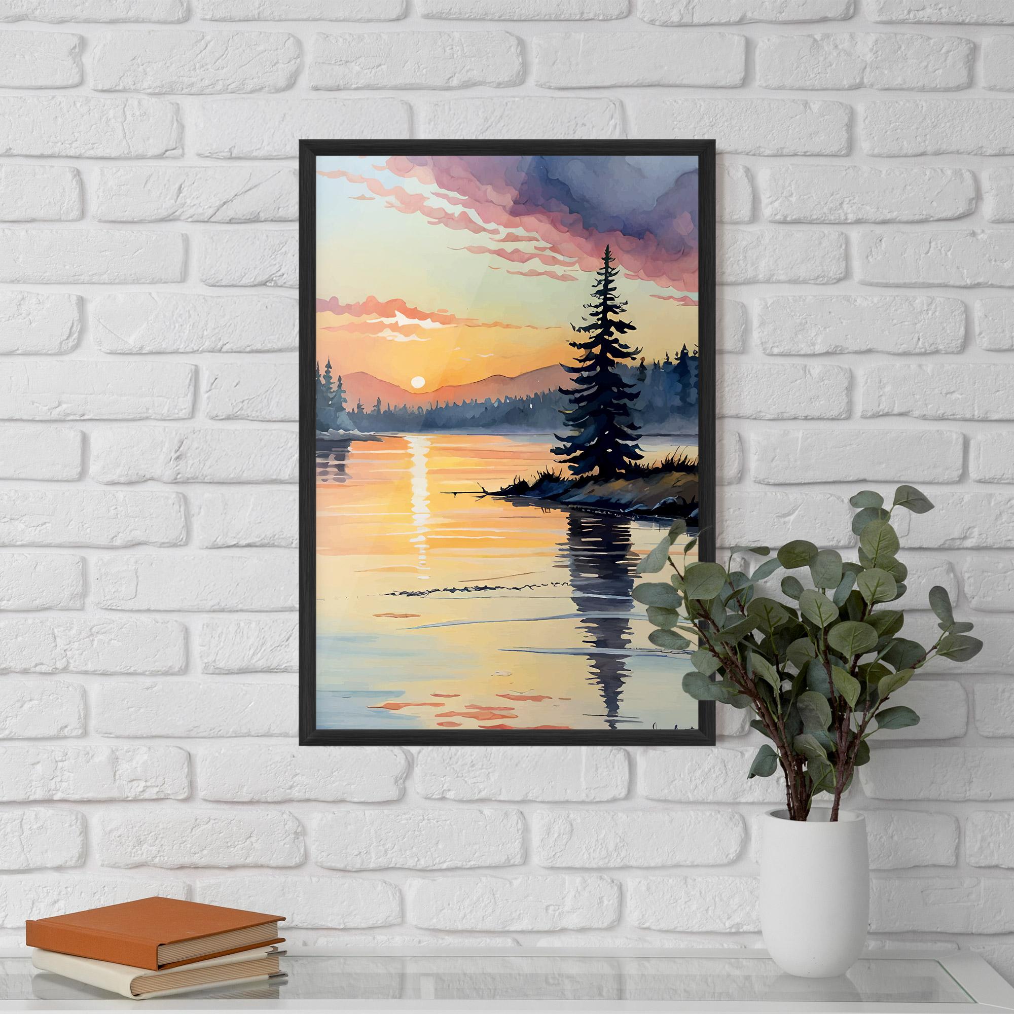 Рамкиран постер Tree Shadow Lake mockup 5