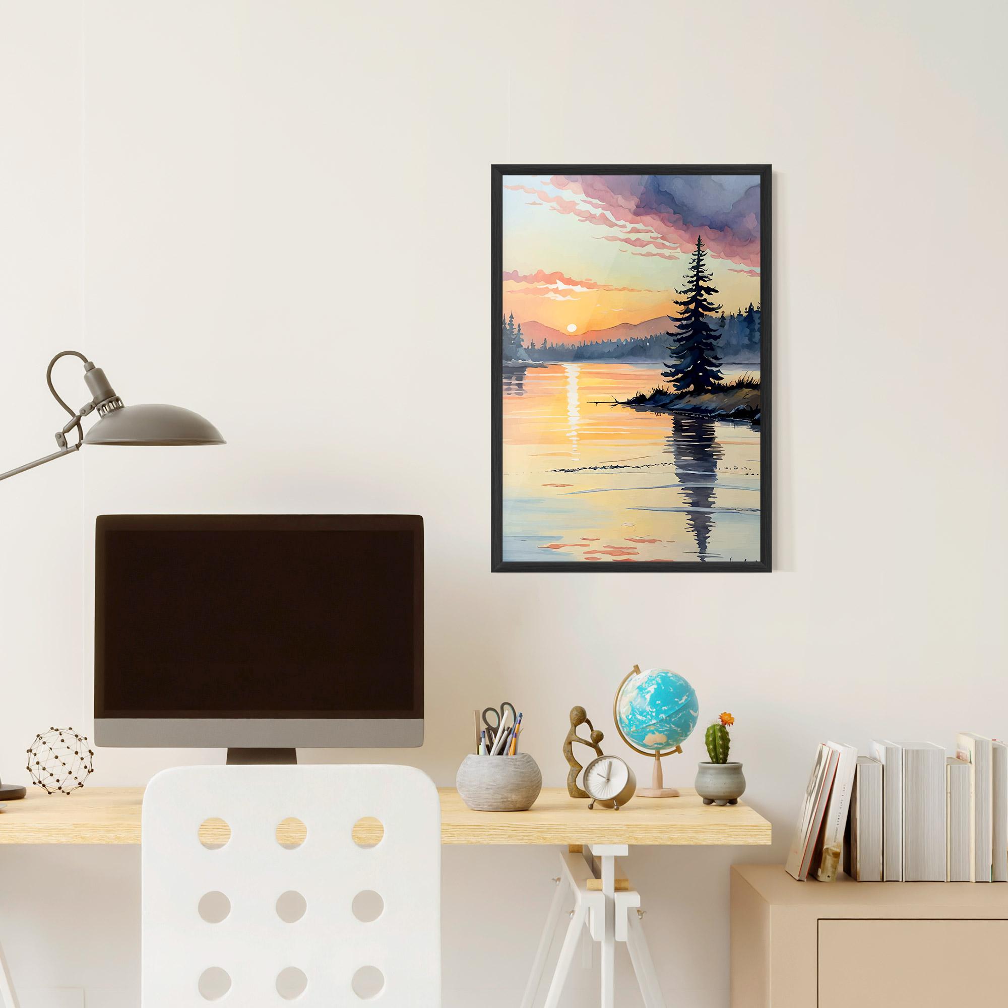 Рамкиран постер Tree Shadow Lake mockup 6