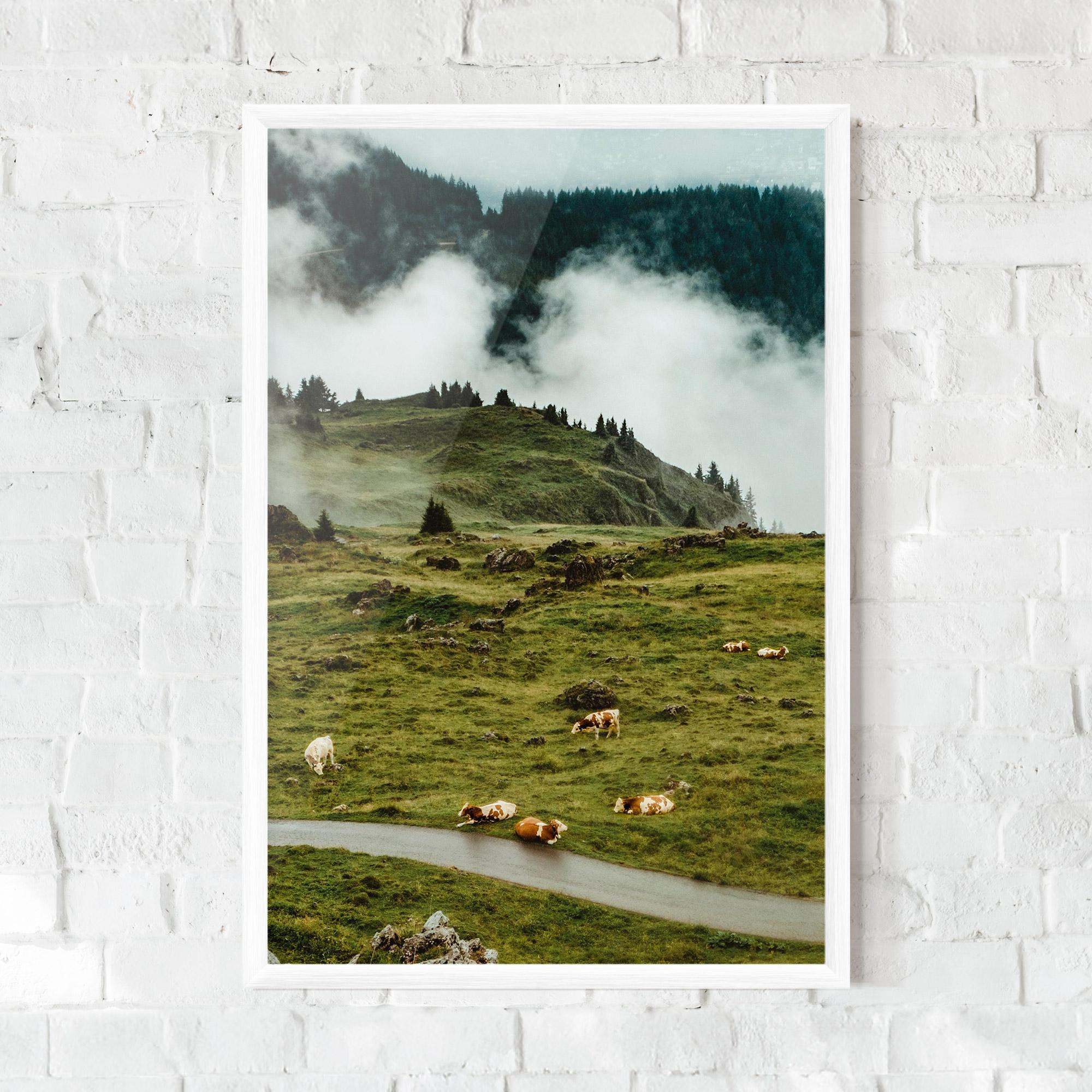 Рамкиран постер Cow Field View mockup 0