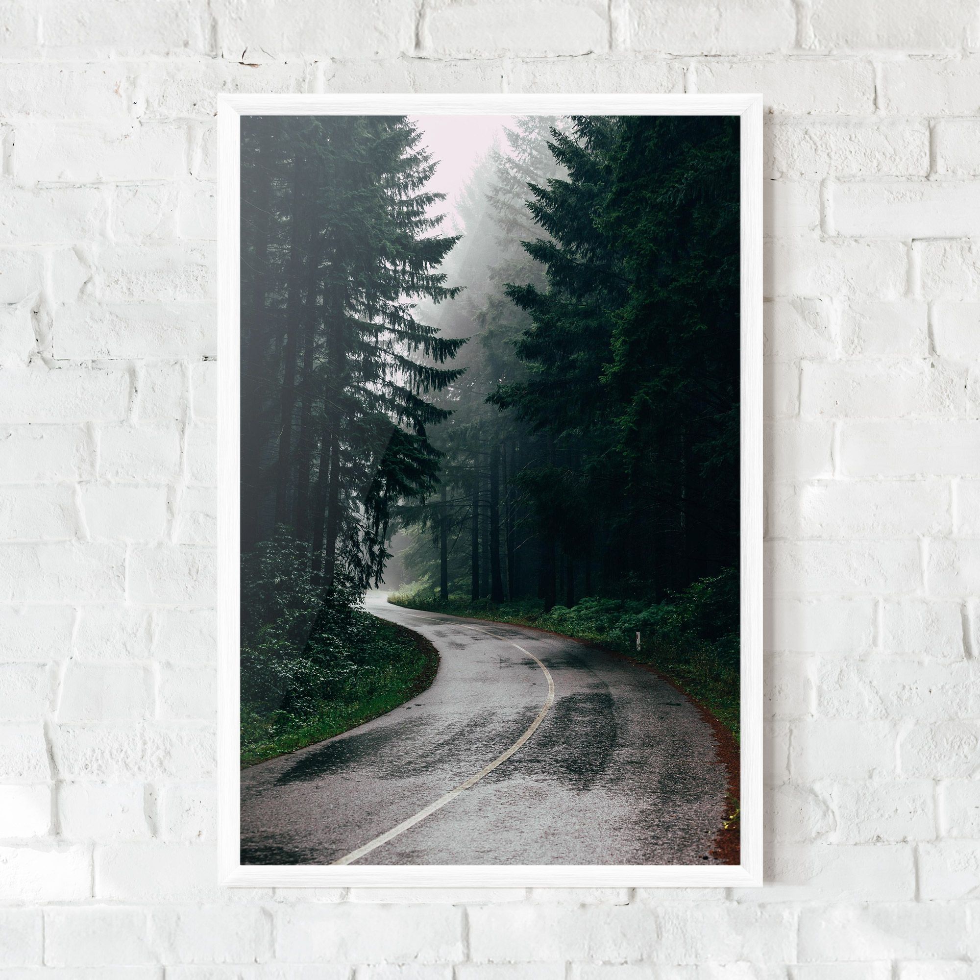 Rainy Road Forest mockup 0