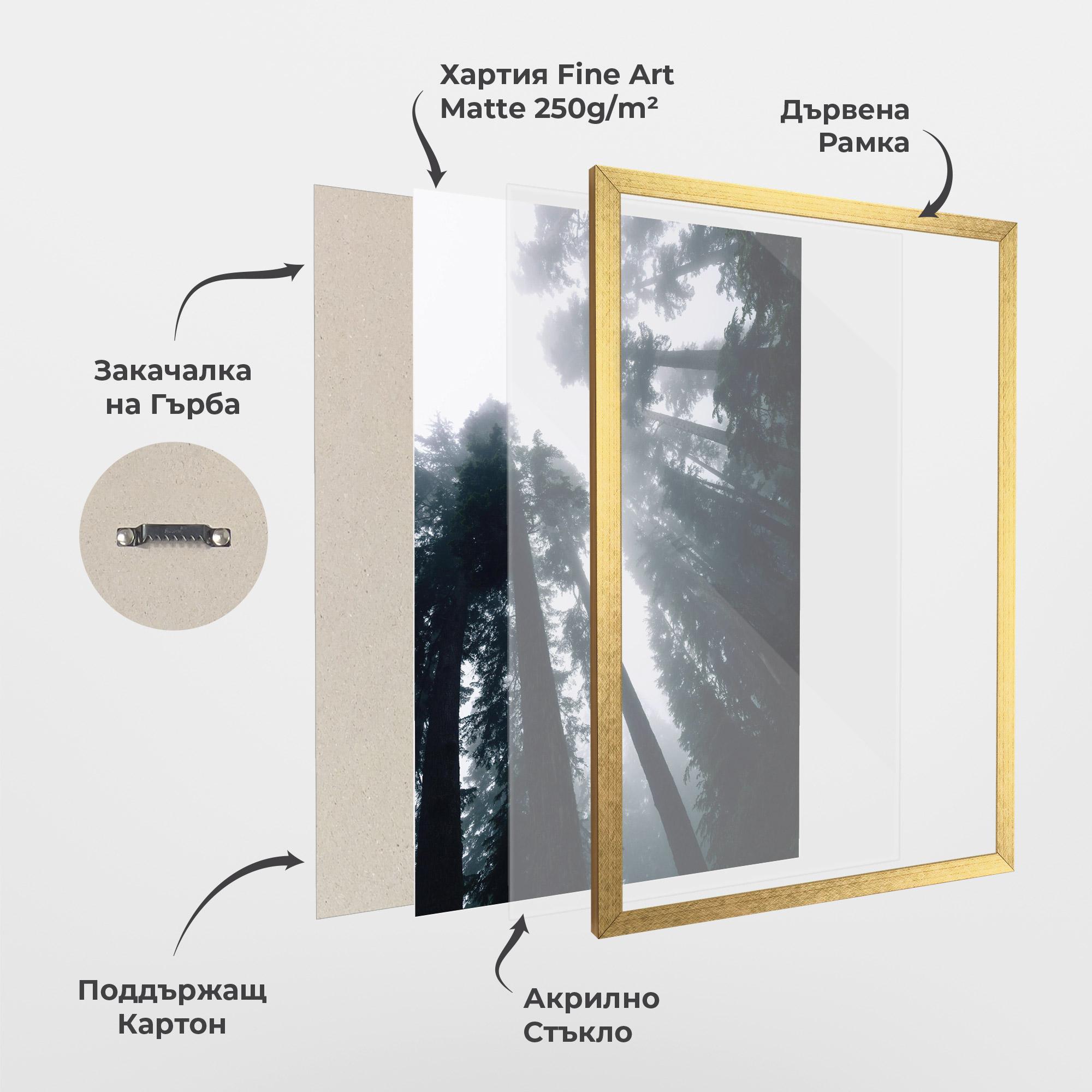 Рамкиран постер Foggy Big Trees mockup 1