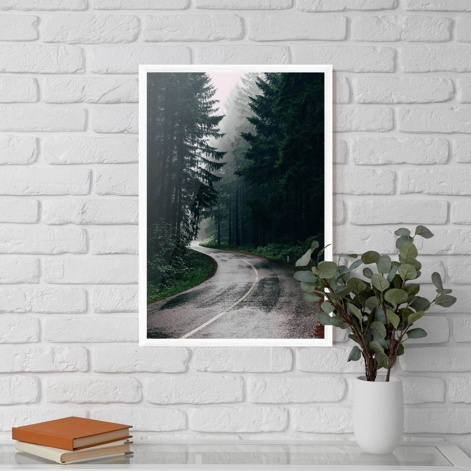 Rainy Road Forest mockup 5