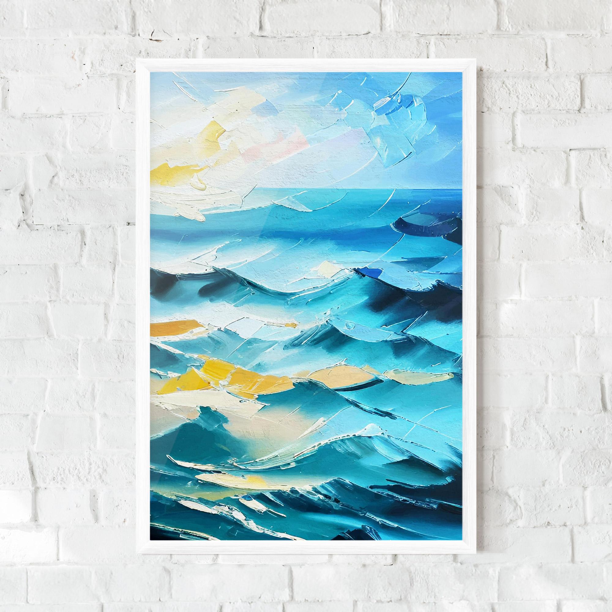 Рамкиран постер Blue Ocean Painting mockup 0