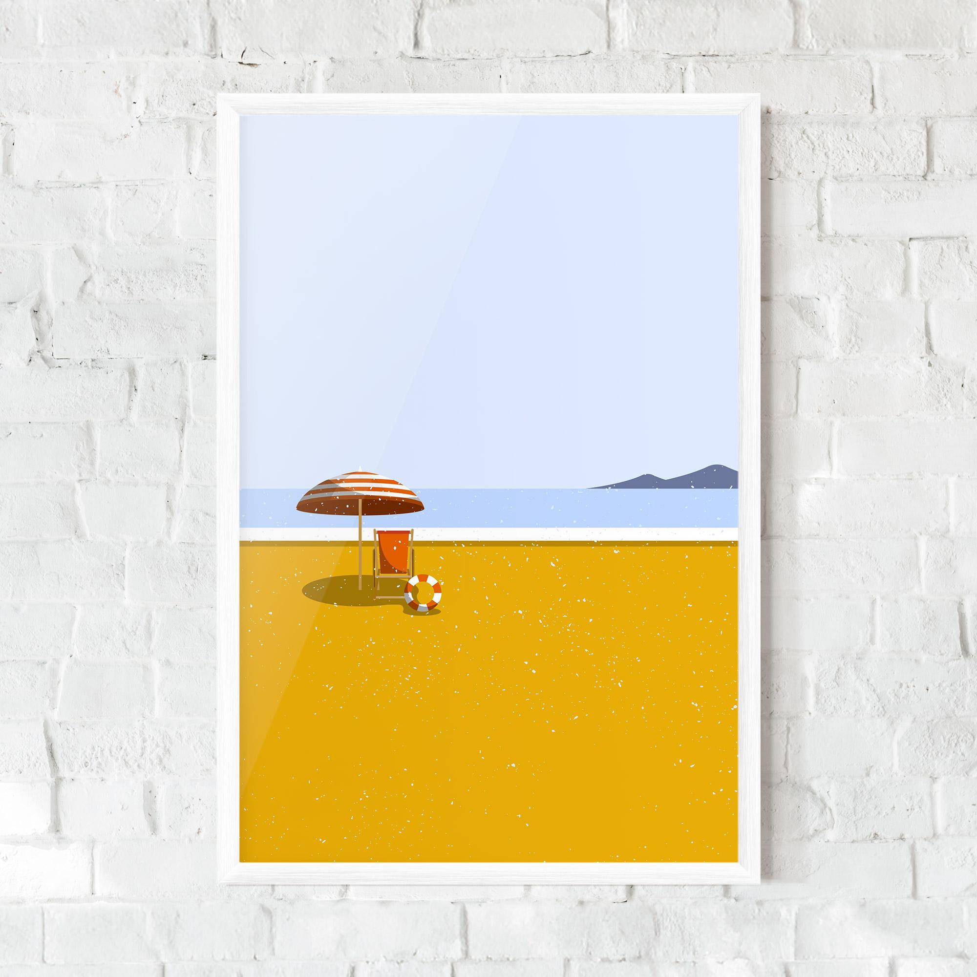 Рамкиран постер Yellow Beach mockup 0