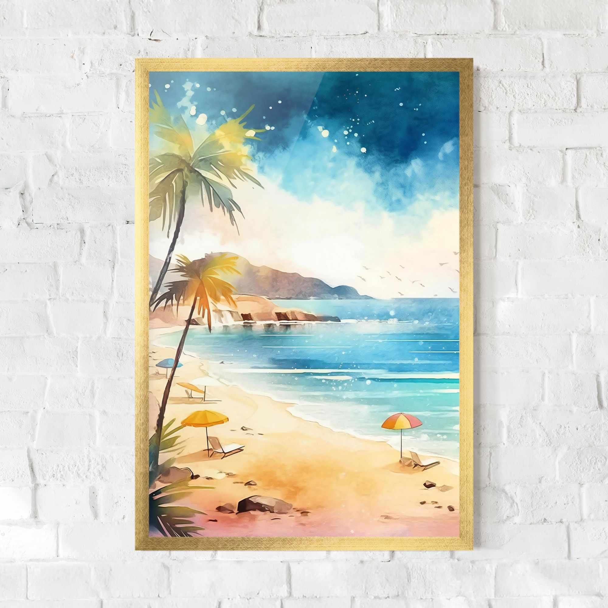 Umbrellas Beach Art mockup 0