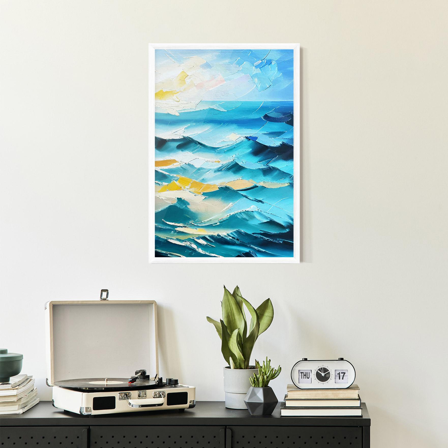 Рамкиран постер Blue Ocean Painting mockup 2