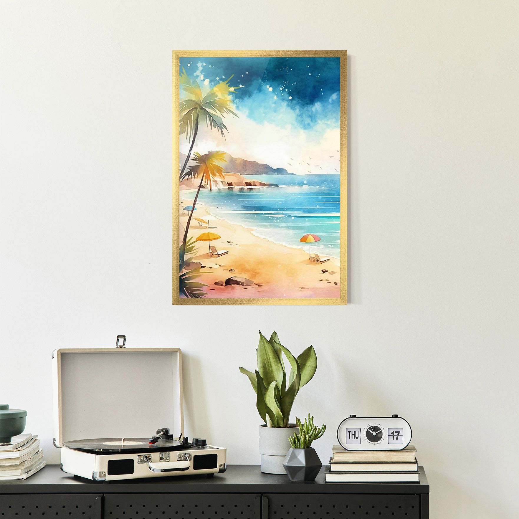 Umbrellas Beach Art mockup 2