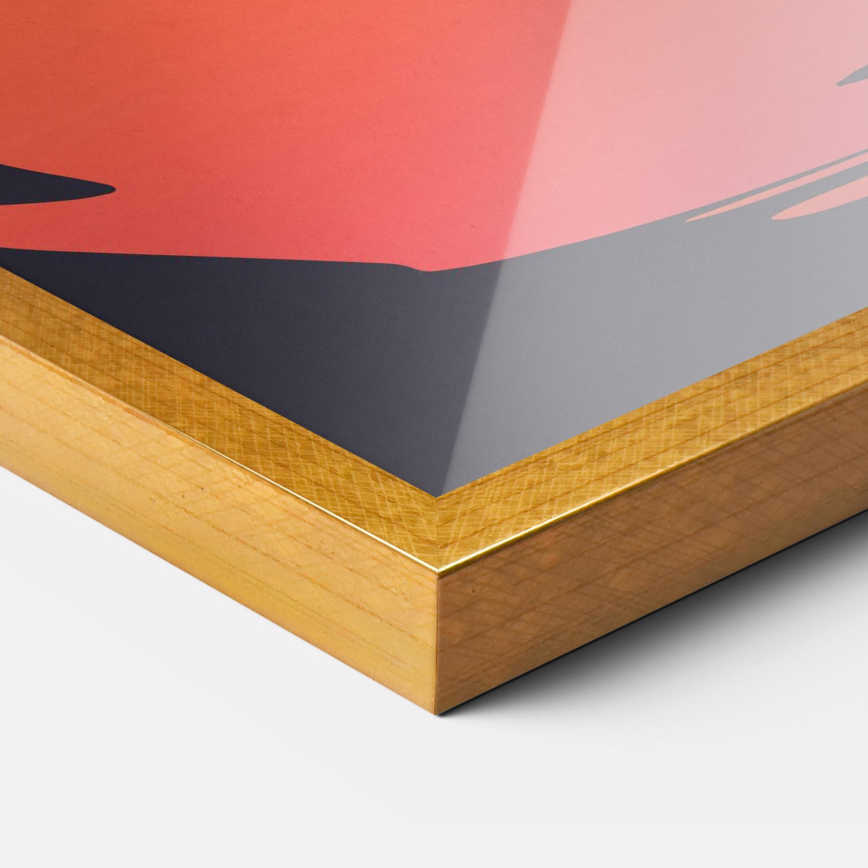 Рамкиран постер Orange Surfer Art mockup 3