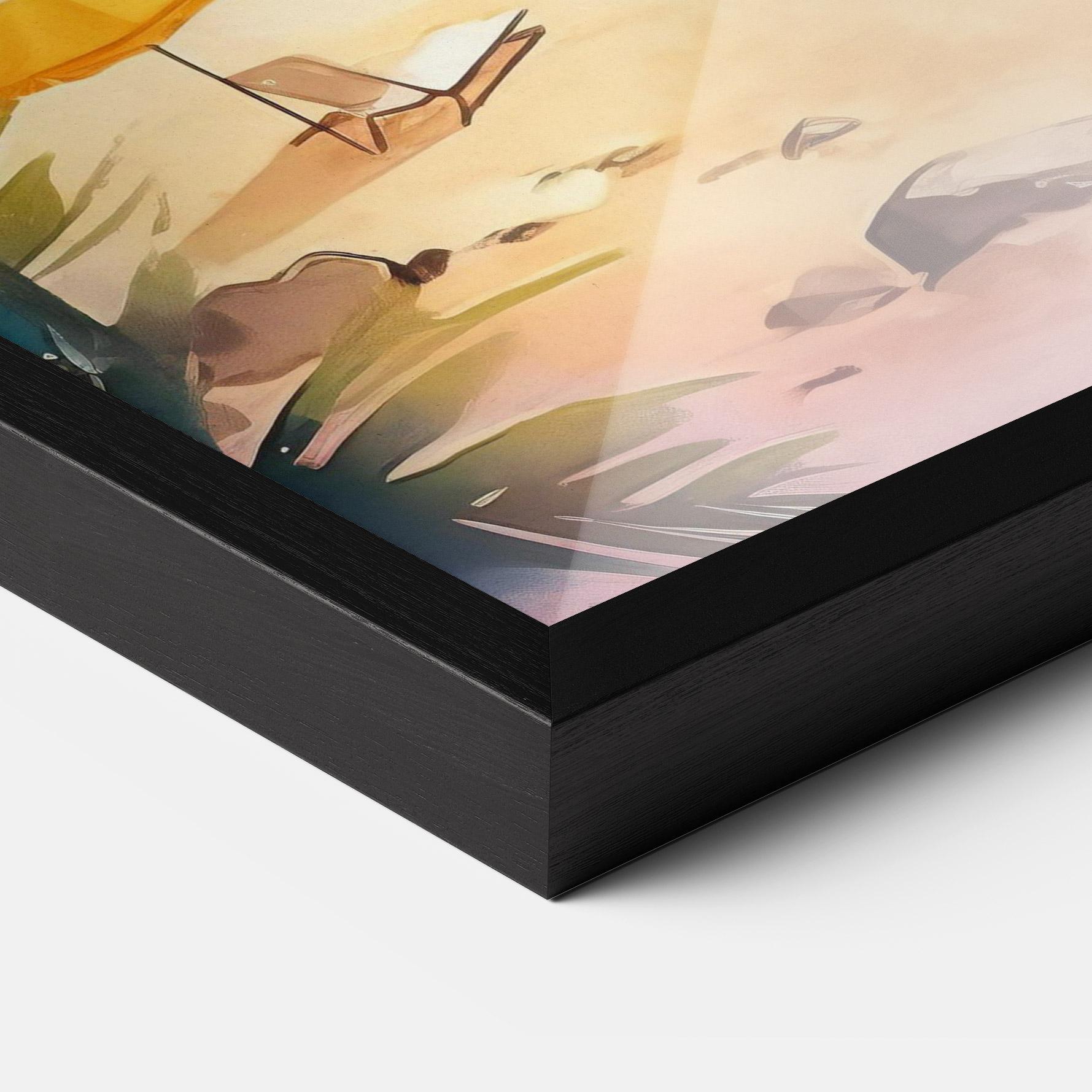 Рамкиран постер Umbrellas Beach Art mockup 3