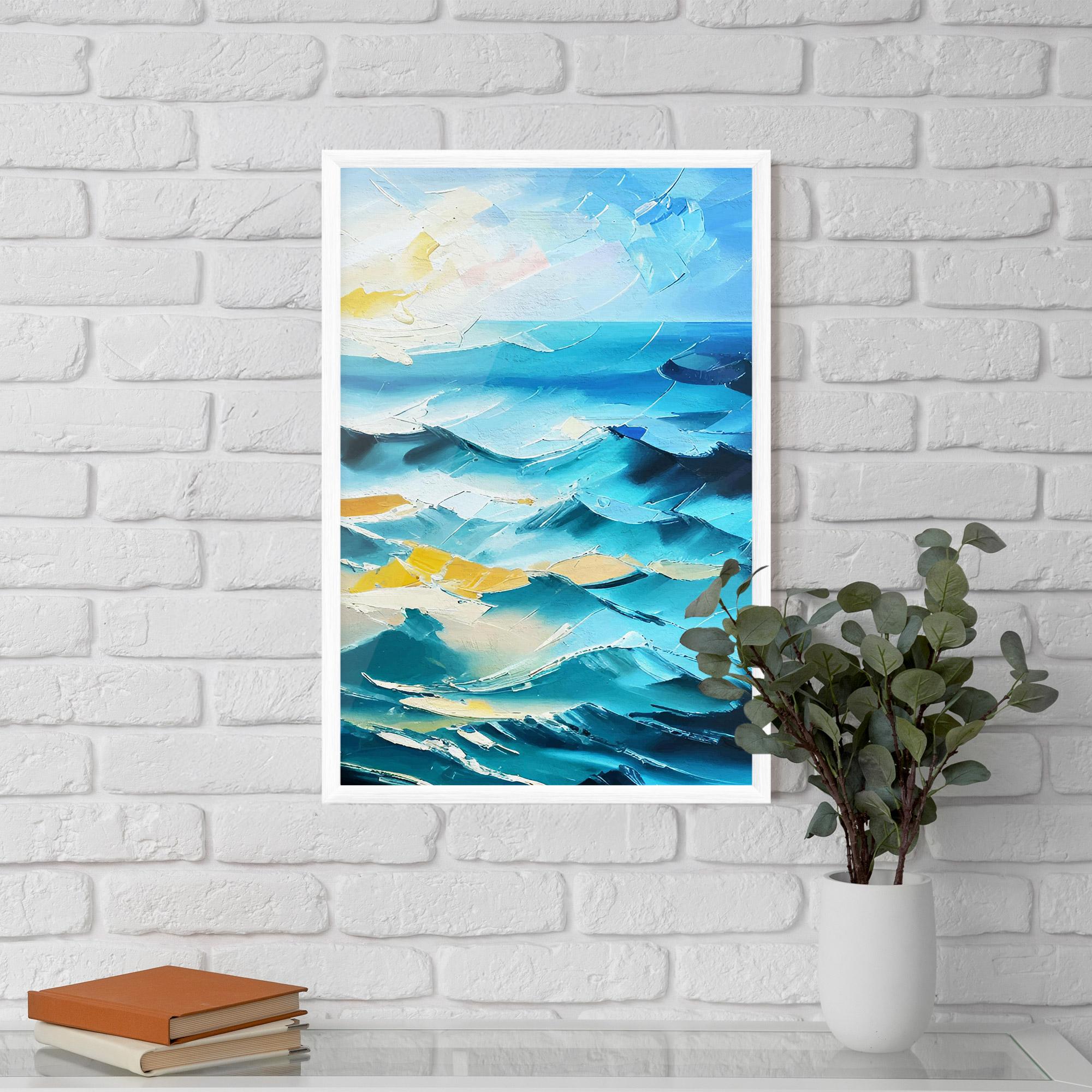 Рамкиран постер Blue Ocean Painting mockup 5