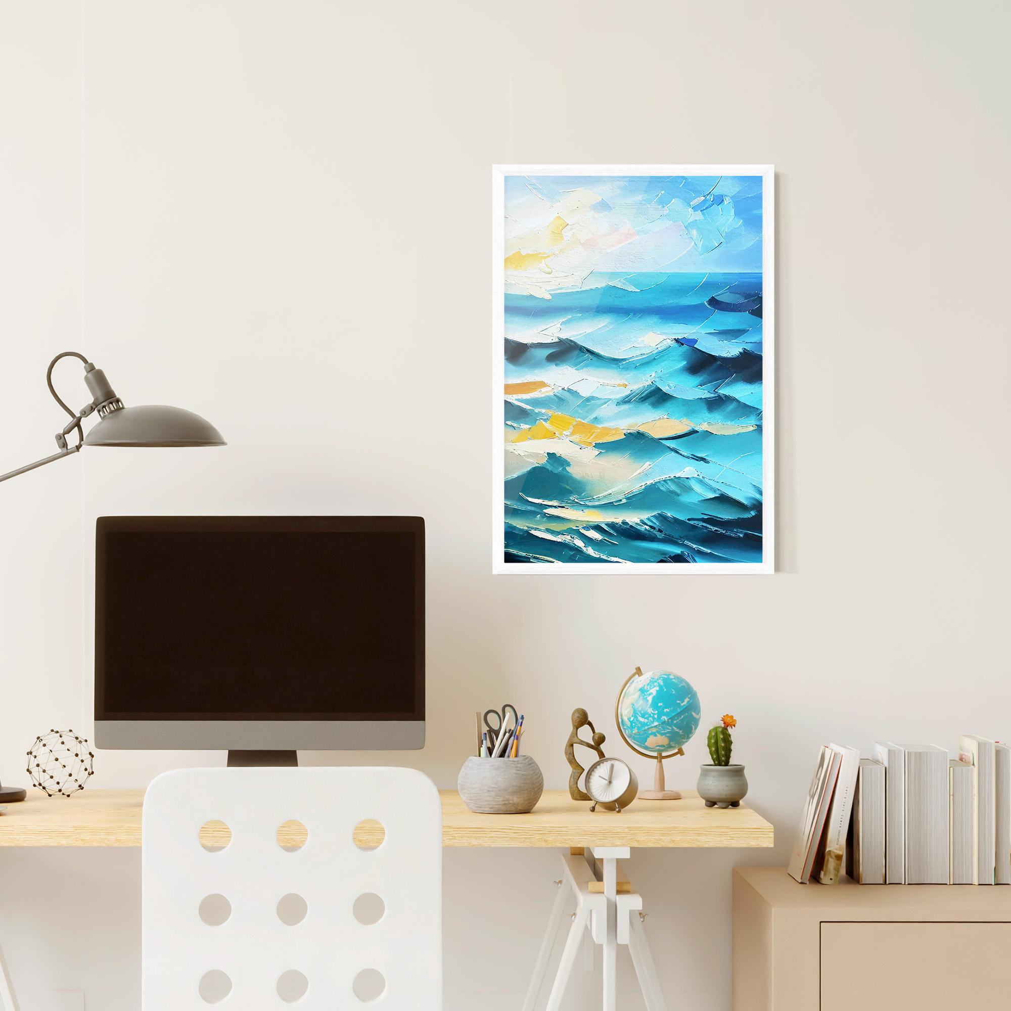 Рамкиран постер Blue Ocean Painting mockup 6