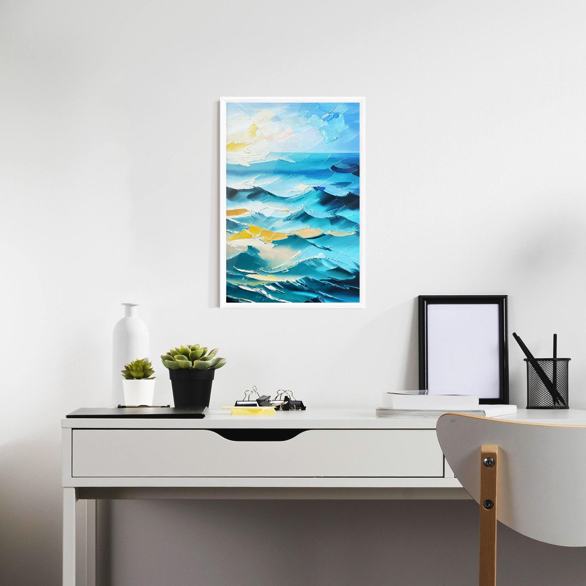 Рамкиран постер Blue Ocean Painting mockup 7