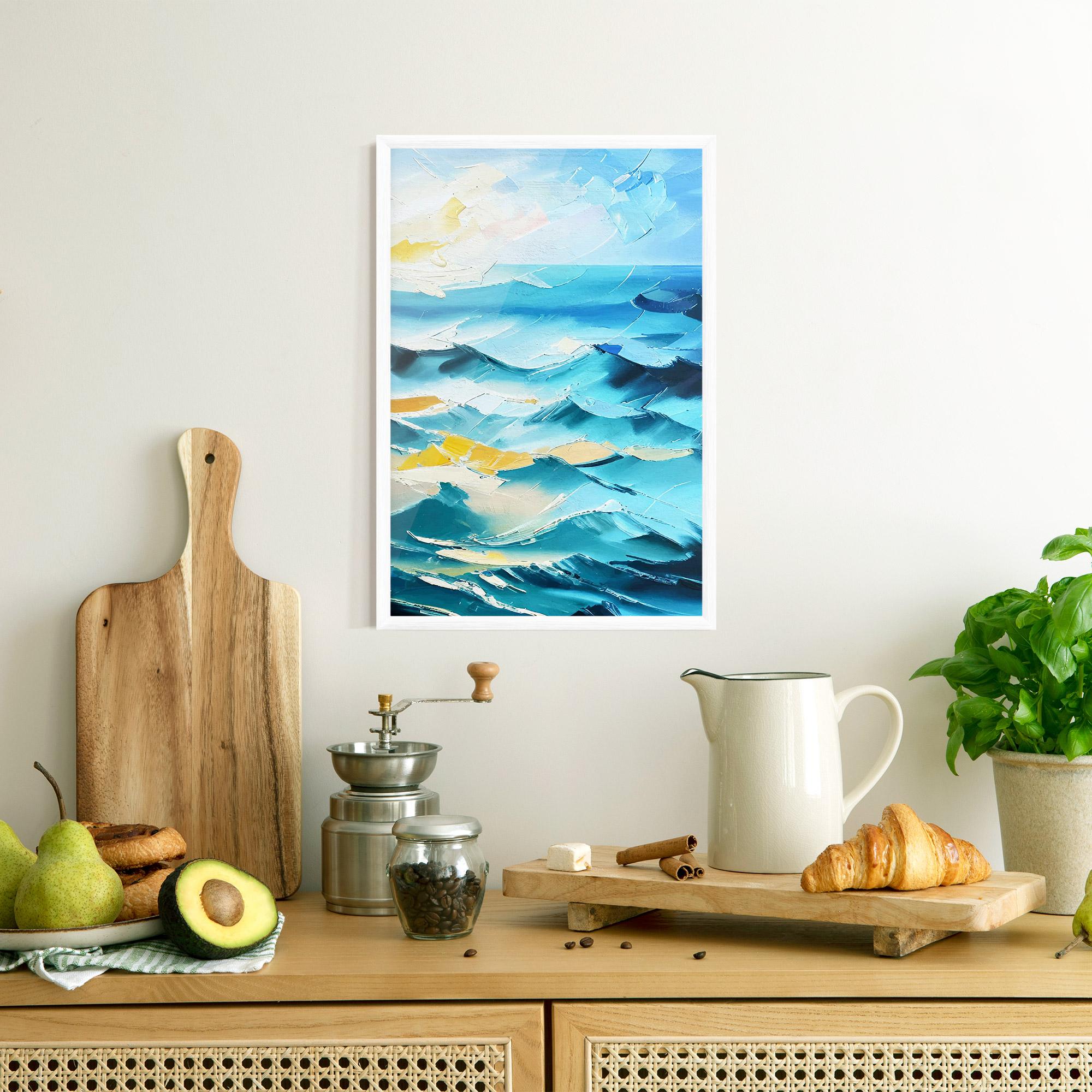 Рамкиран постер Blue Ocean Painting mockup 8