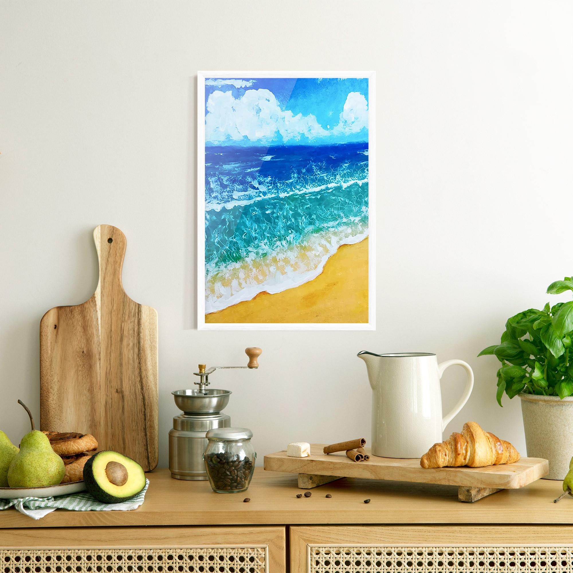 Рамкиран постер Yellow Beach Painting mockup 8