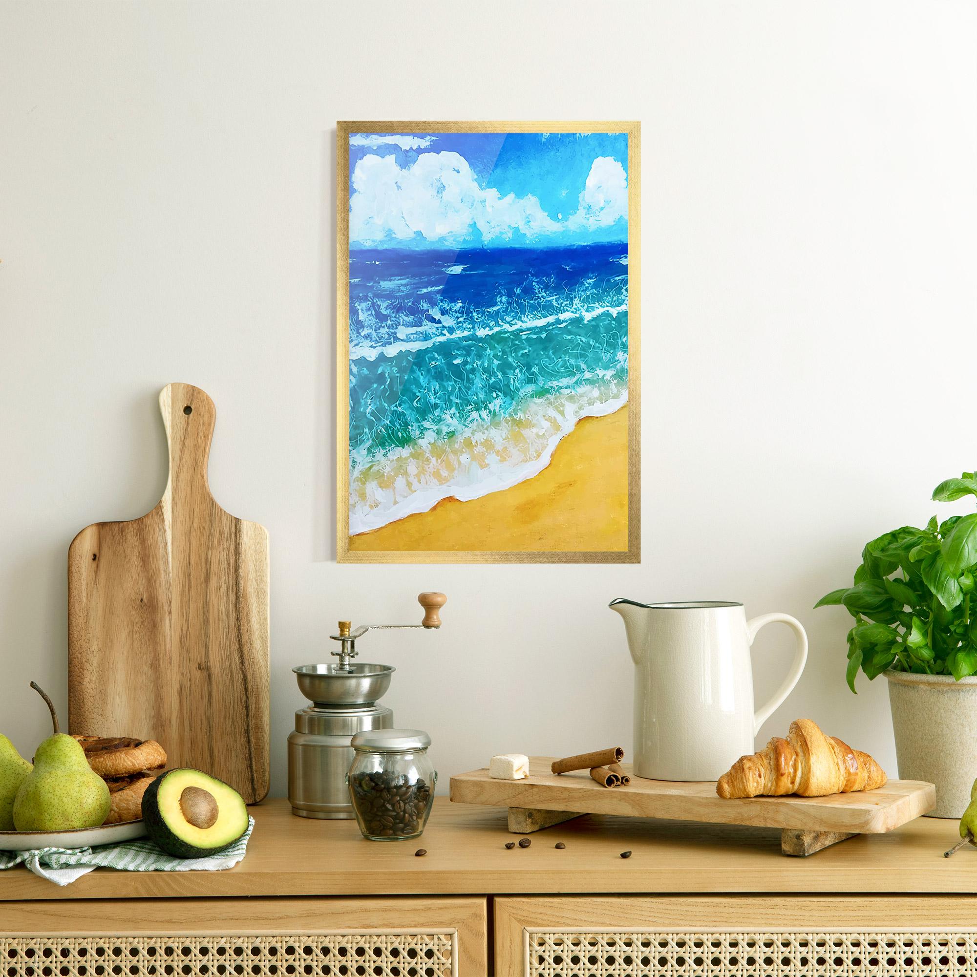 Рамкиран постер Yellow Beach Painting mockup 8