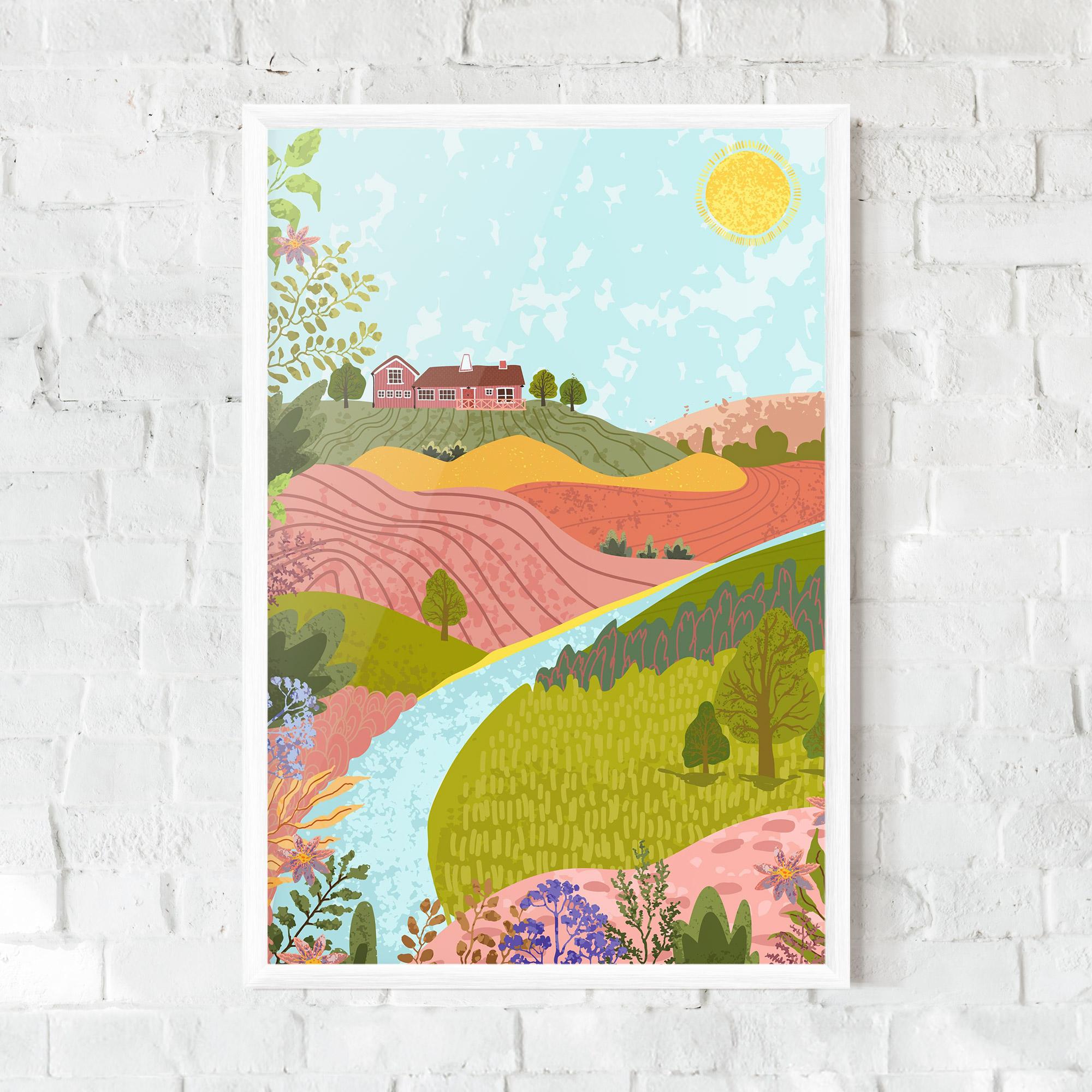 Рамкиран постер Pink House View mockup 0