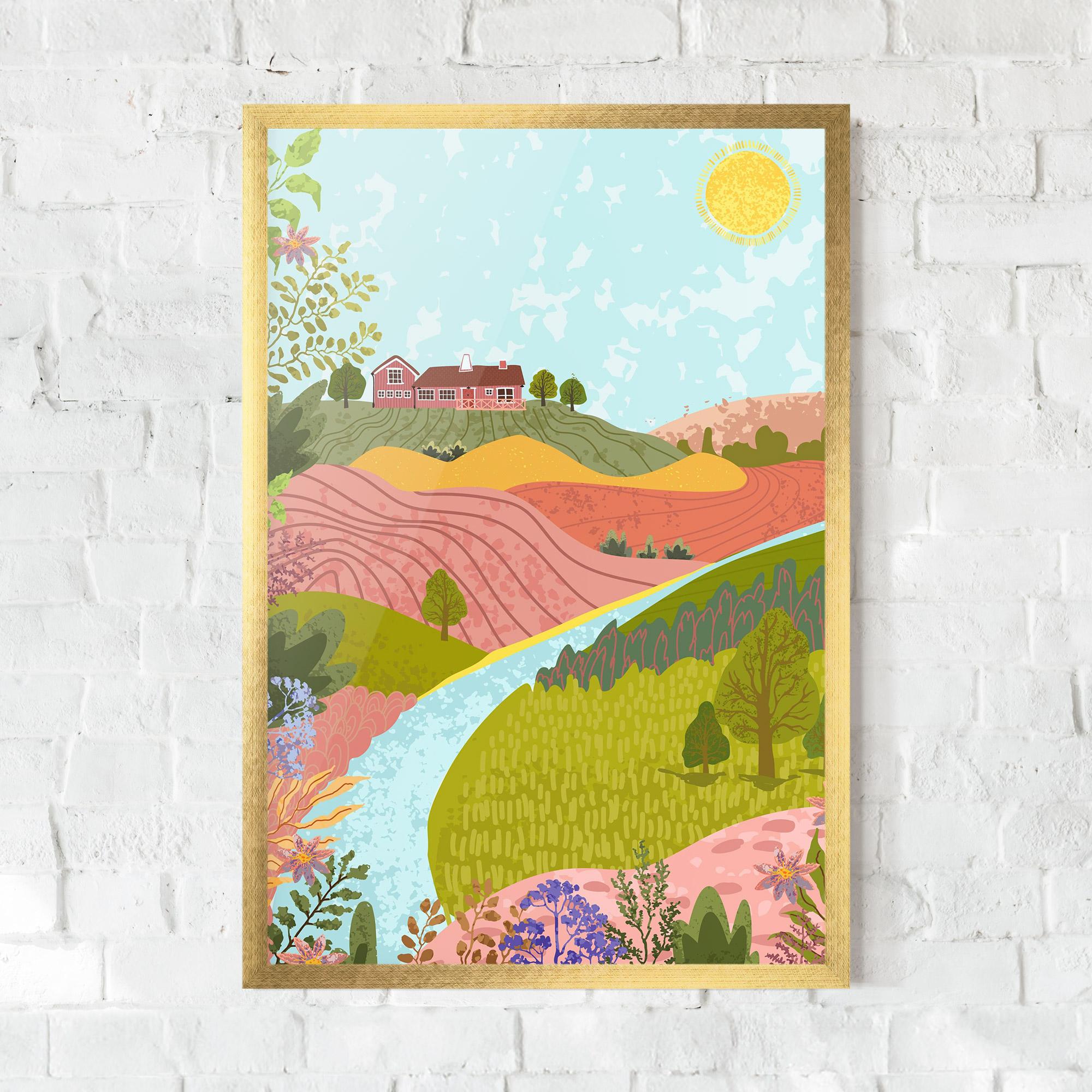 Рамкиран постер Pink House View mockup 0