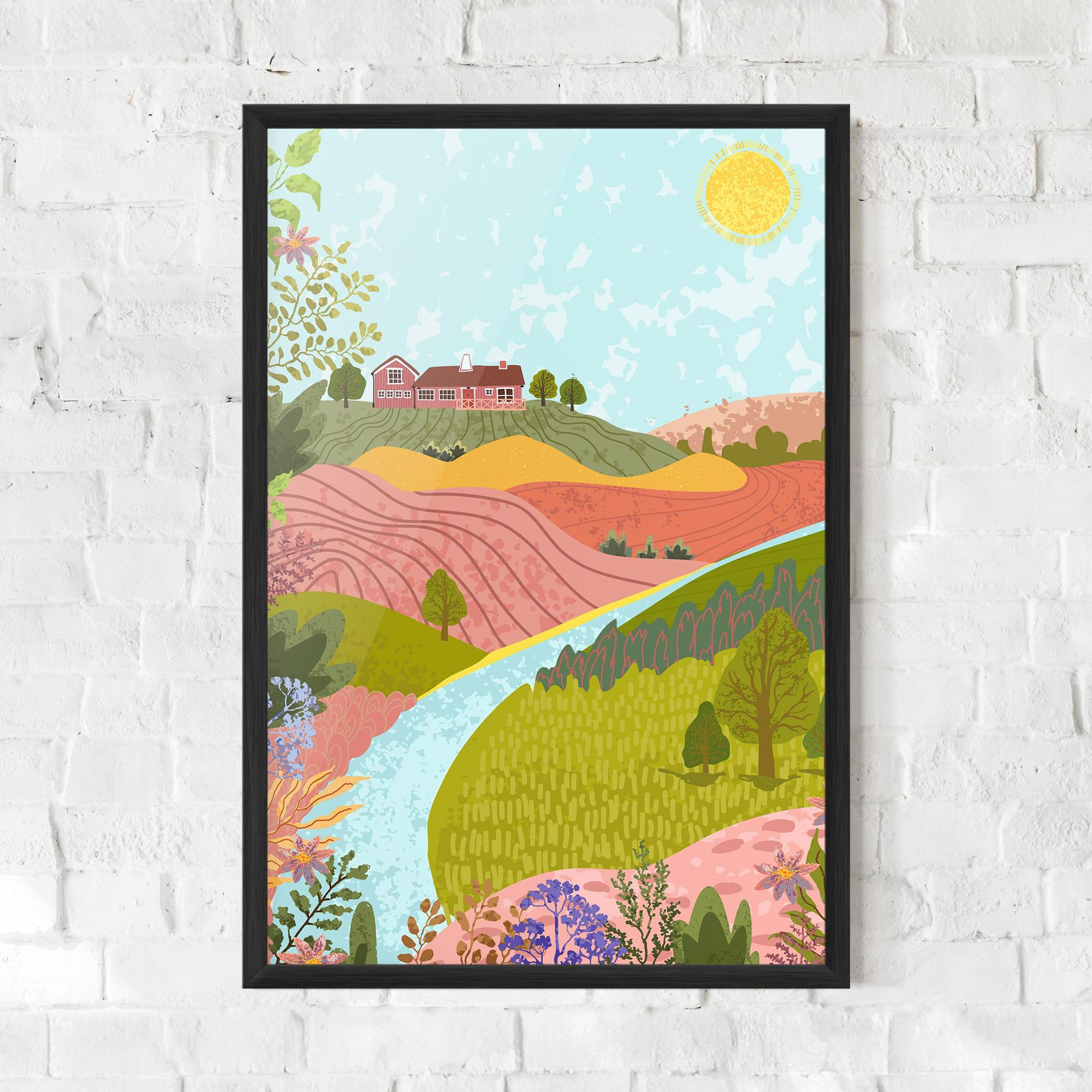 Рамкиран постер Pink House View mockup 0